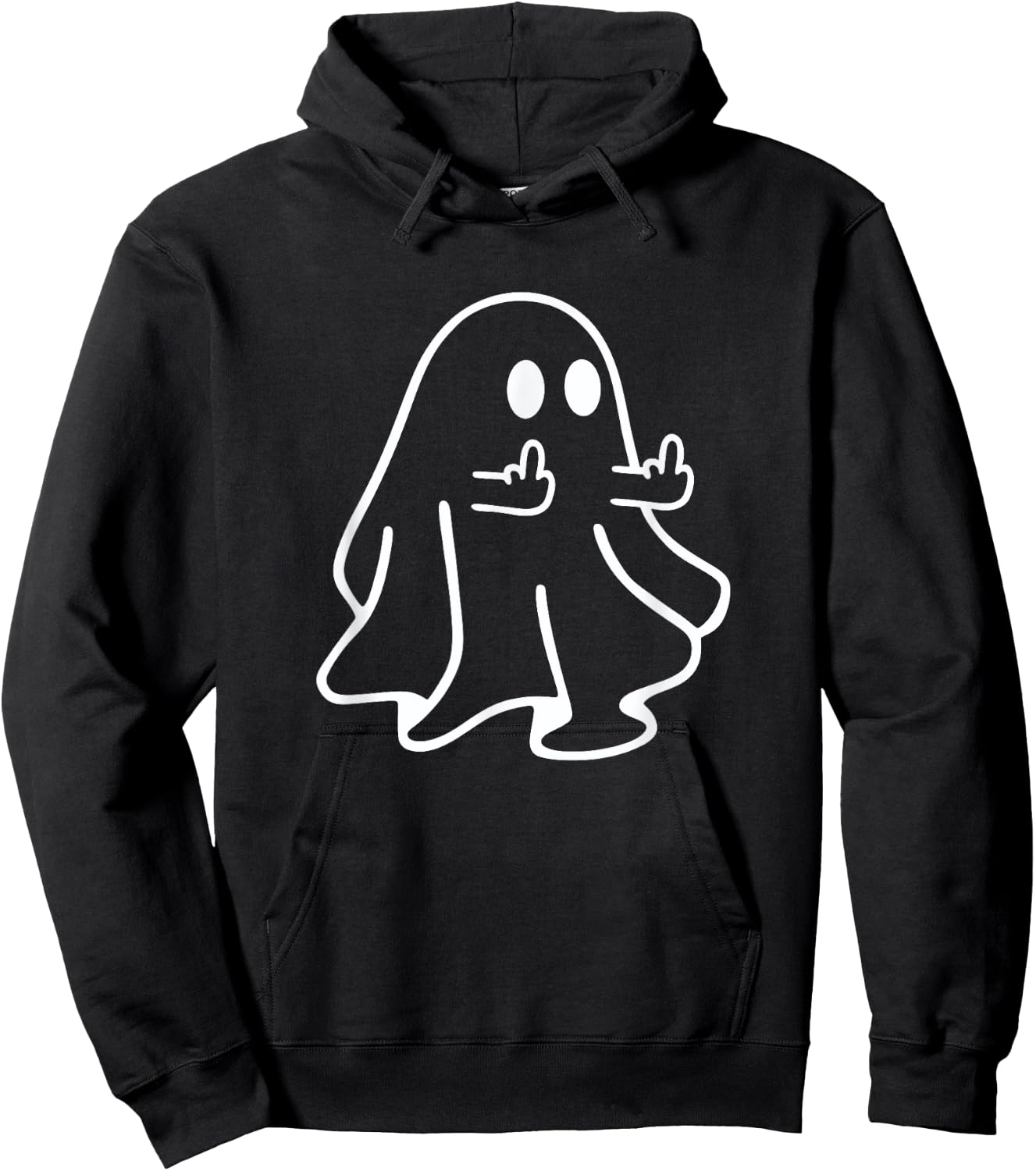 Cute Funny Halloween Ghost Giving the Middle Finger Hoodie - Hoodie | Black