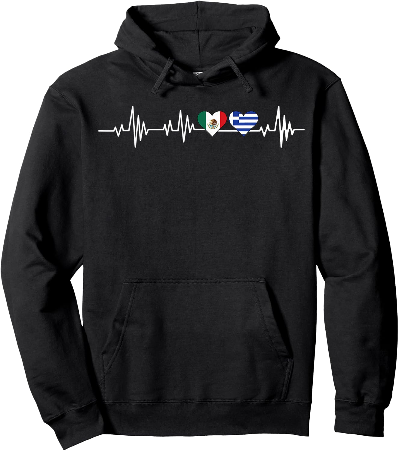 mexican and greek hearts Mexico Greece Hoodie - Hoodie | Black
