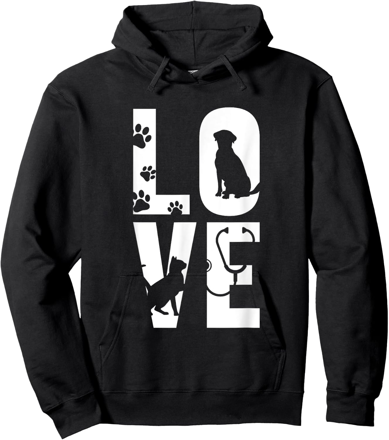 Cute Vet Tech LVT Love Animals Veterinary Technician Dog Cat Women Hoodie - Hoodie | Black
