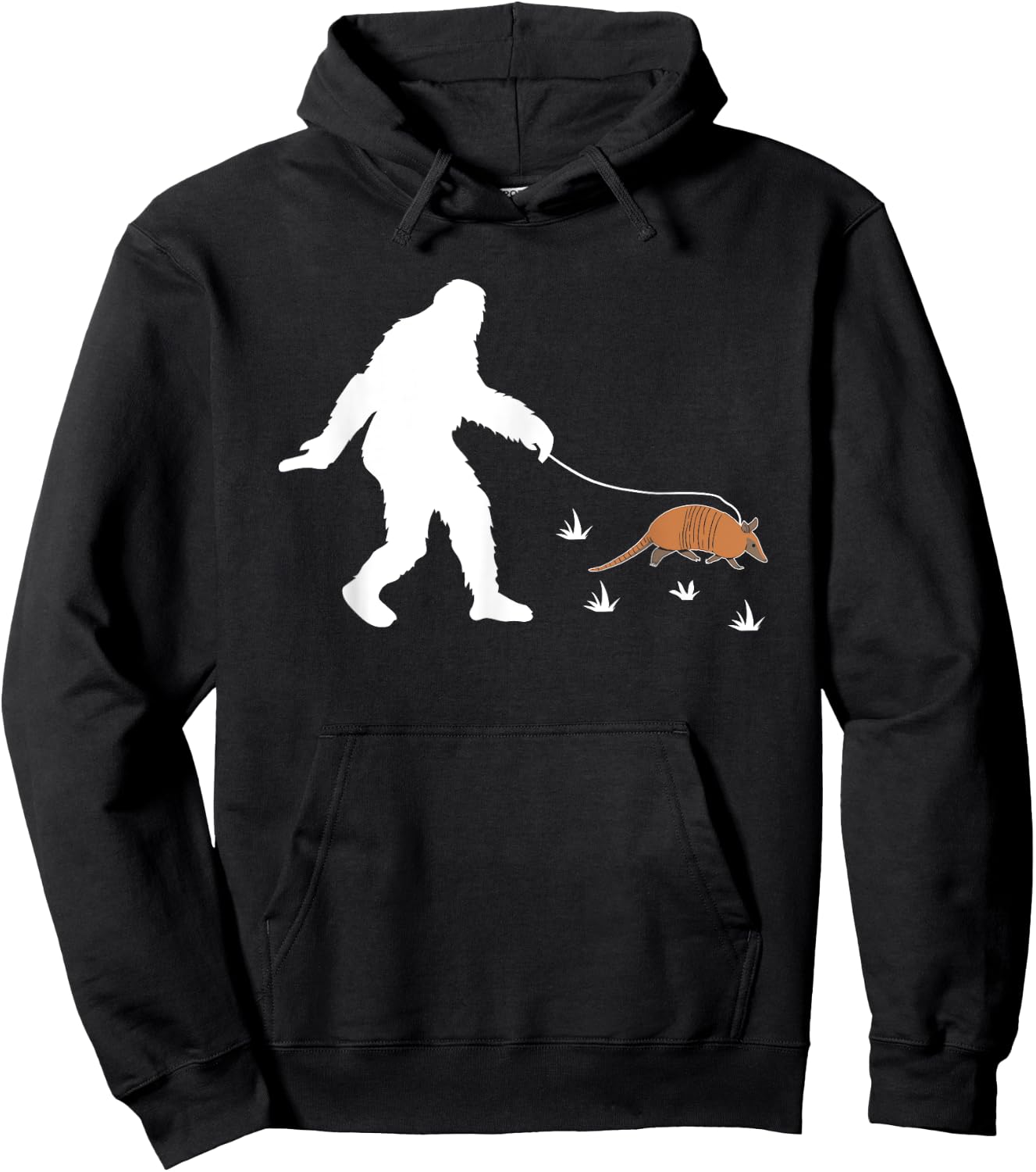 Funny Bigfoot Walking An Armadillo Hoodie - Hoodie | Black