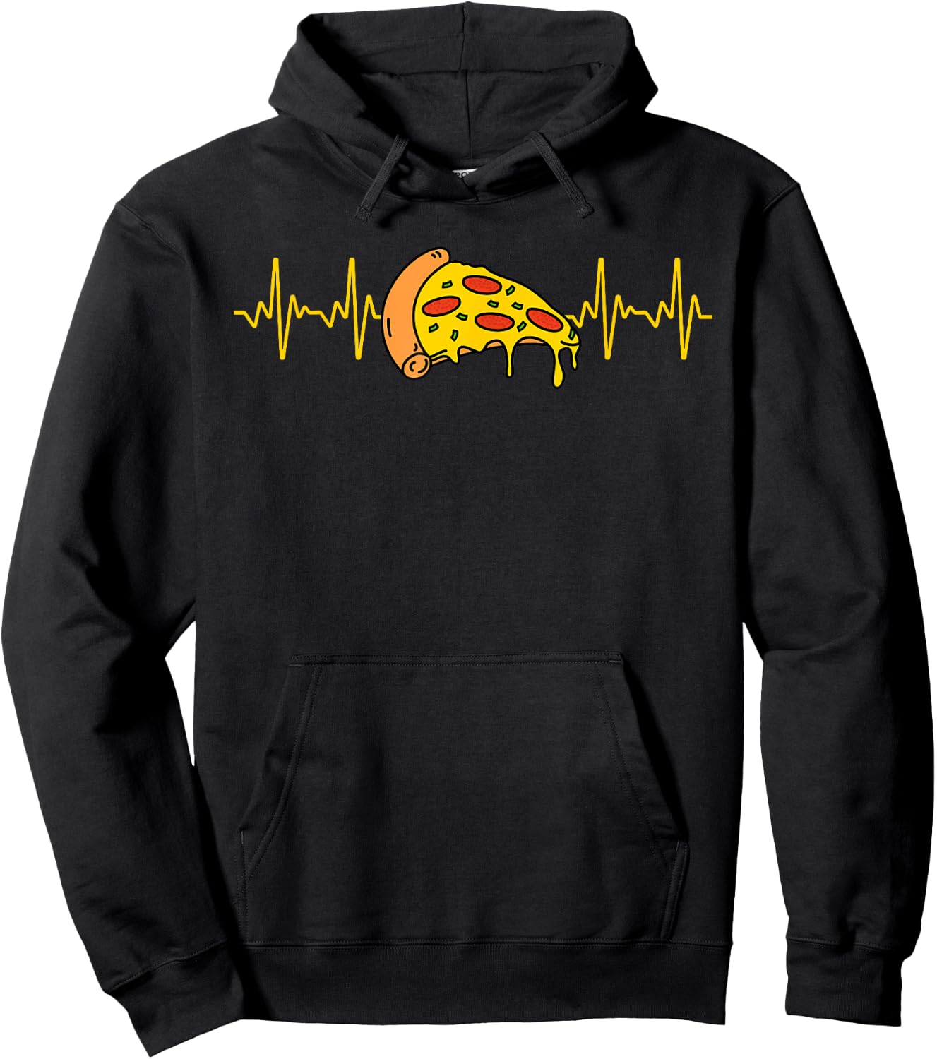 Cute Pizza Design Women Kids Heartbeat Pizza Lovers Hoodie - Hoodie | Black