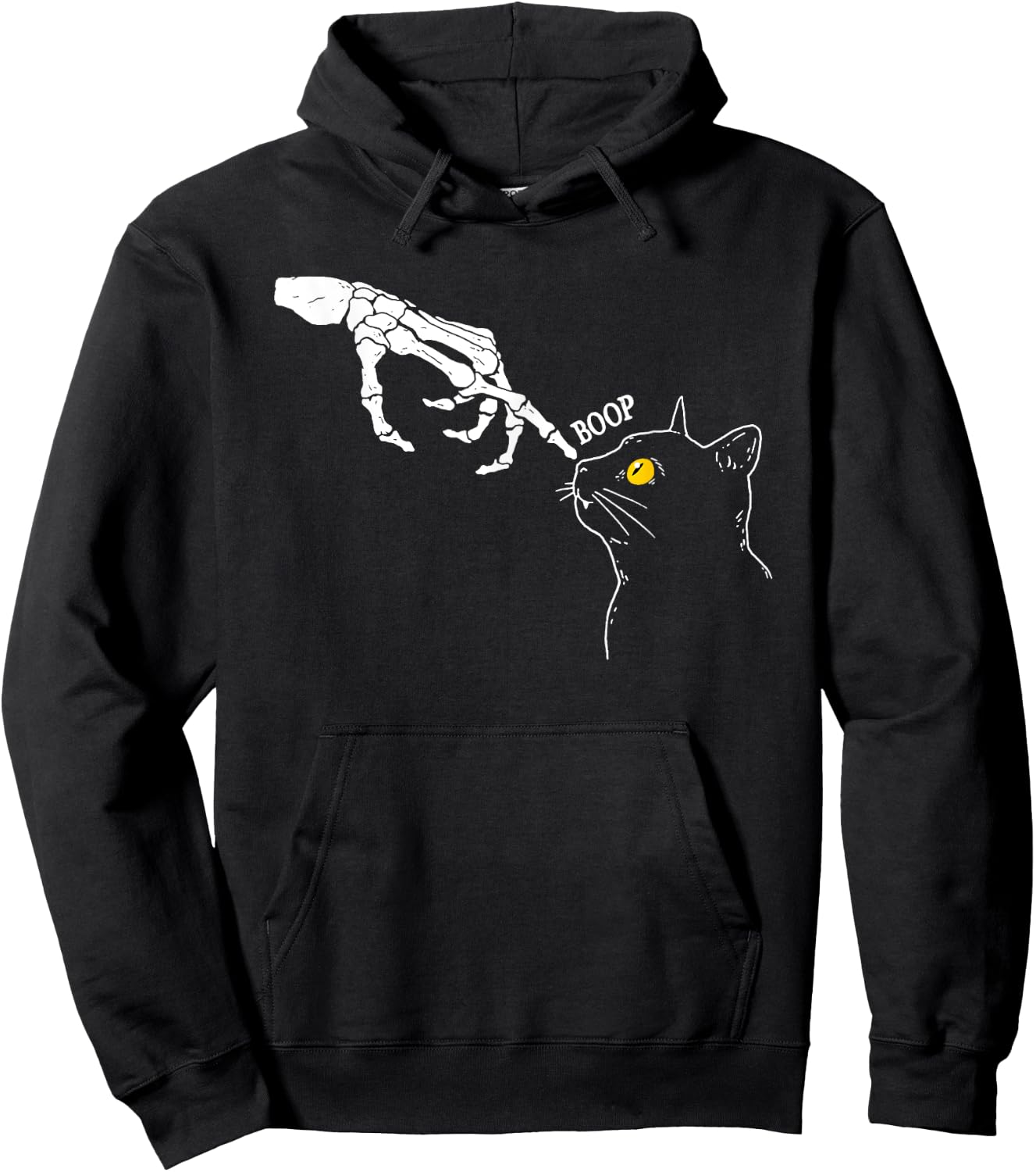 Skeleton Hand Cat Boop Black Cat Funny Feline Men Women Hoodie - Hoodie | Black