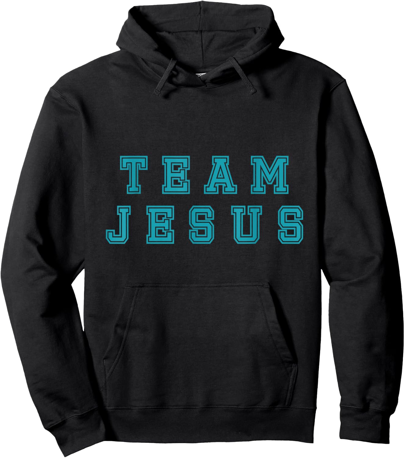 Turquoise text Team Jesus Christian Athletic sports faith Hoodie - Hoodie | Black