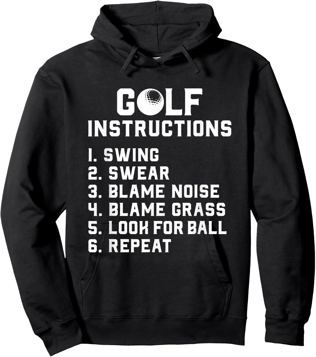 Golf Instructions - Swing, Swear, Blame Wind Grass Repeat Hoodie - Hoodie | Black