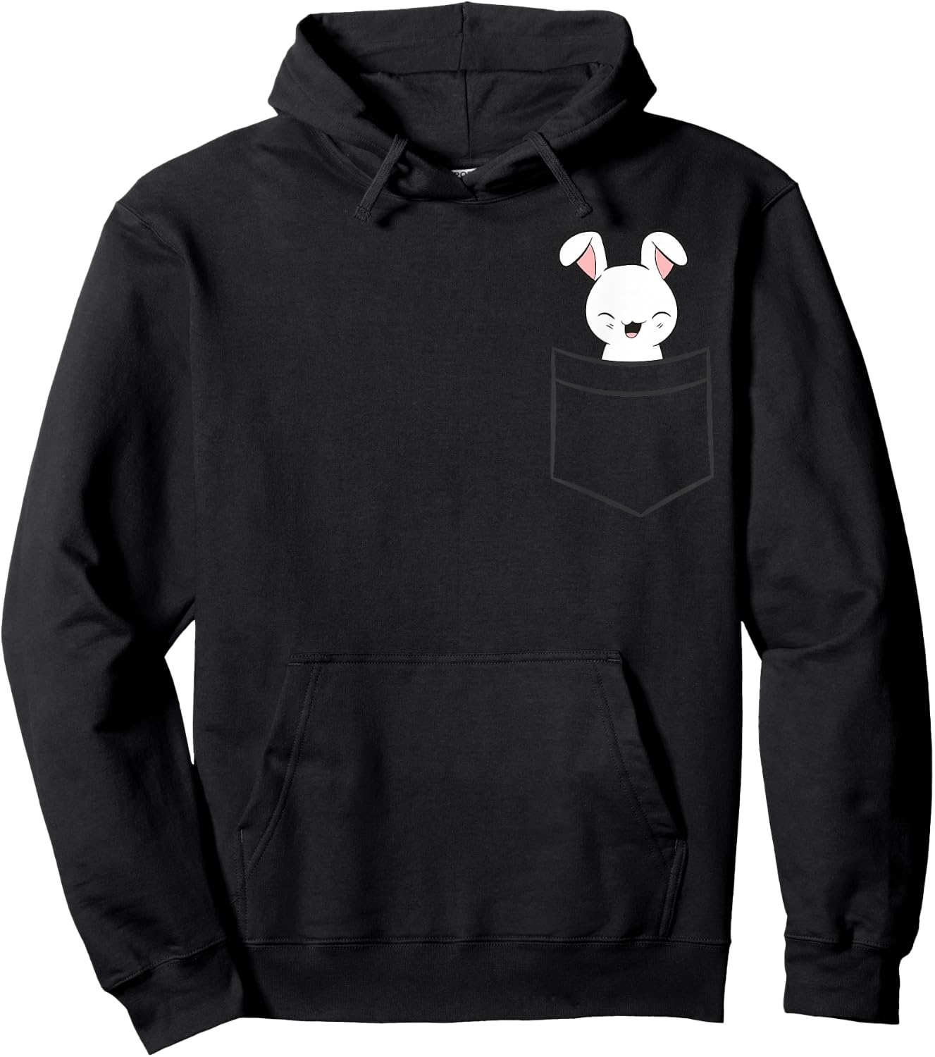 Bunny In The Pocket Cute Pocket Bunny Hoodie - Hoodie | Black