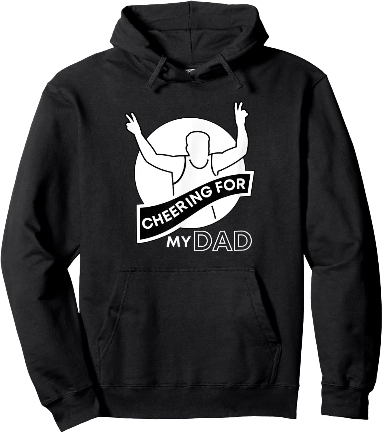 Cheering for Dad Fathers Runners Race Support Crew Graphic Hoodie - Hoodie | Black