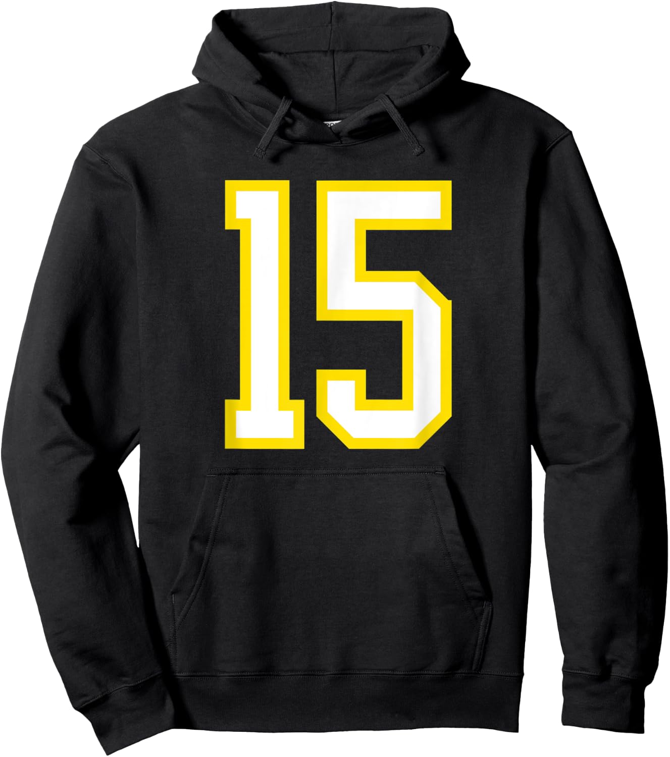 Jersey Number #15 Yellow White Birthday Sports Number 15 Hoodie - Hoodie | Black