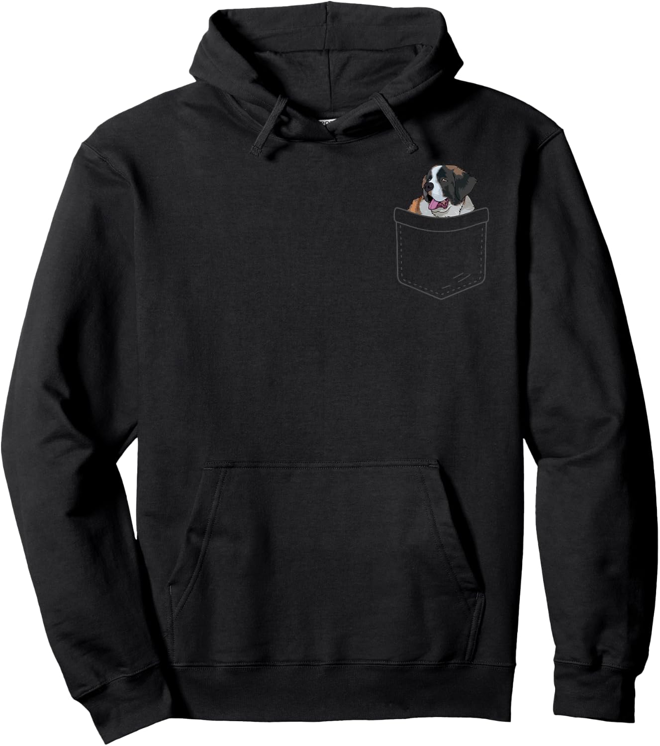 Funny Saint Bernard Art Men Women St. Bernard Dog in Pocket Hoodie - Hoodie | Black