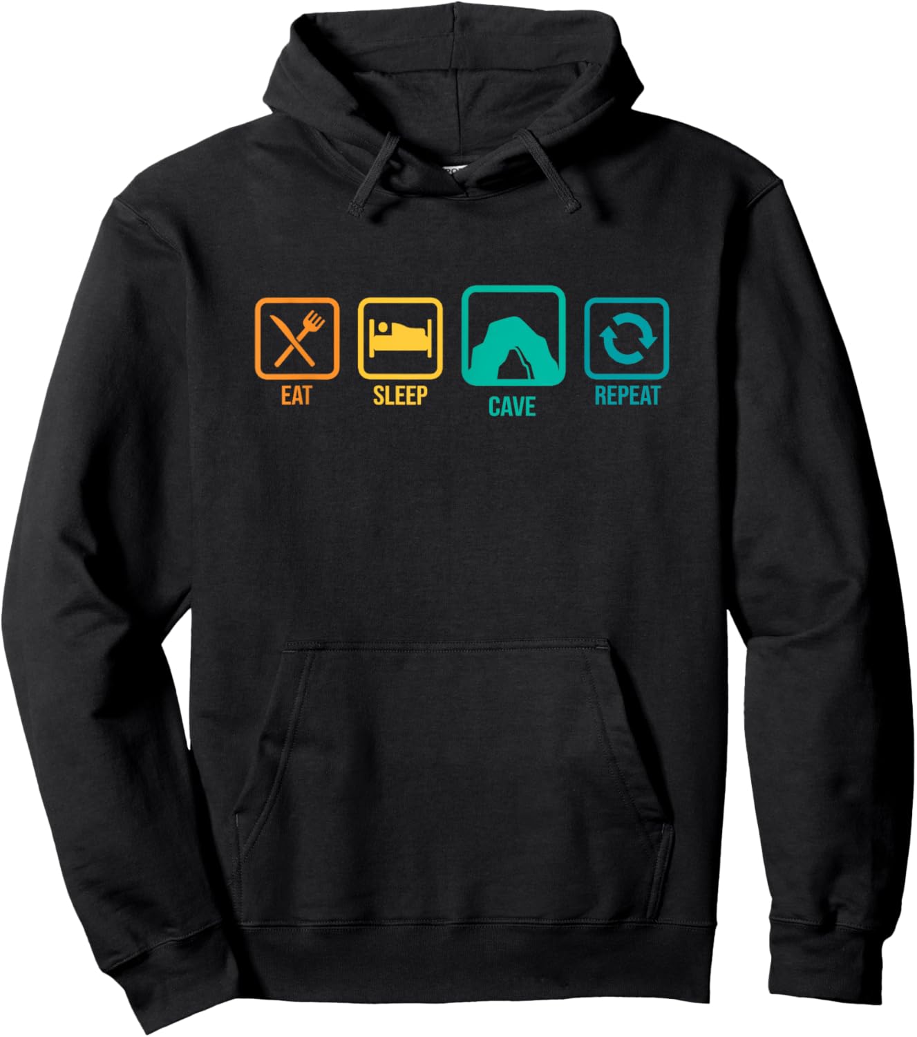Eat Sleep Cave Repeat Caver Speleology Spelunking Potholing Hoodie - Hoodie | Black