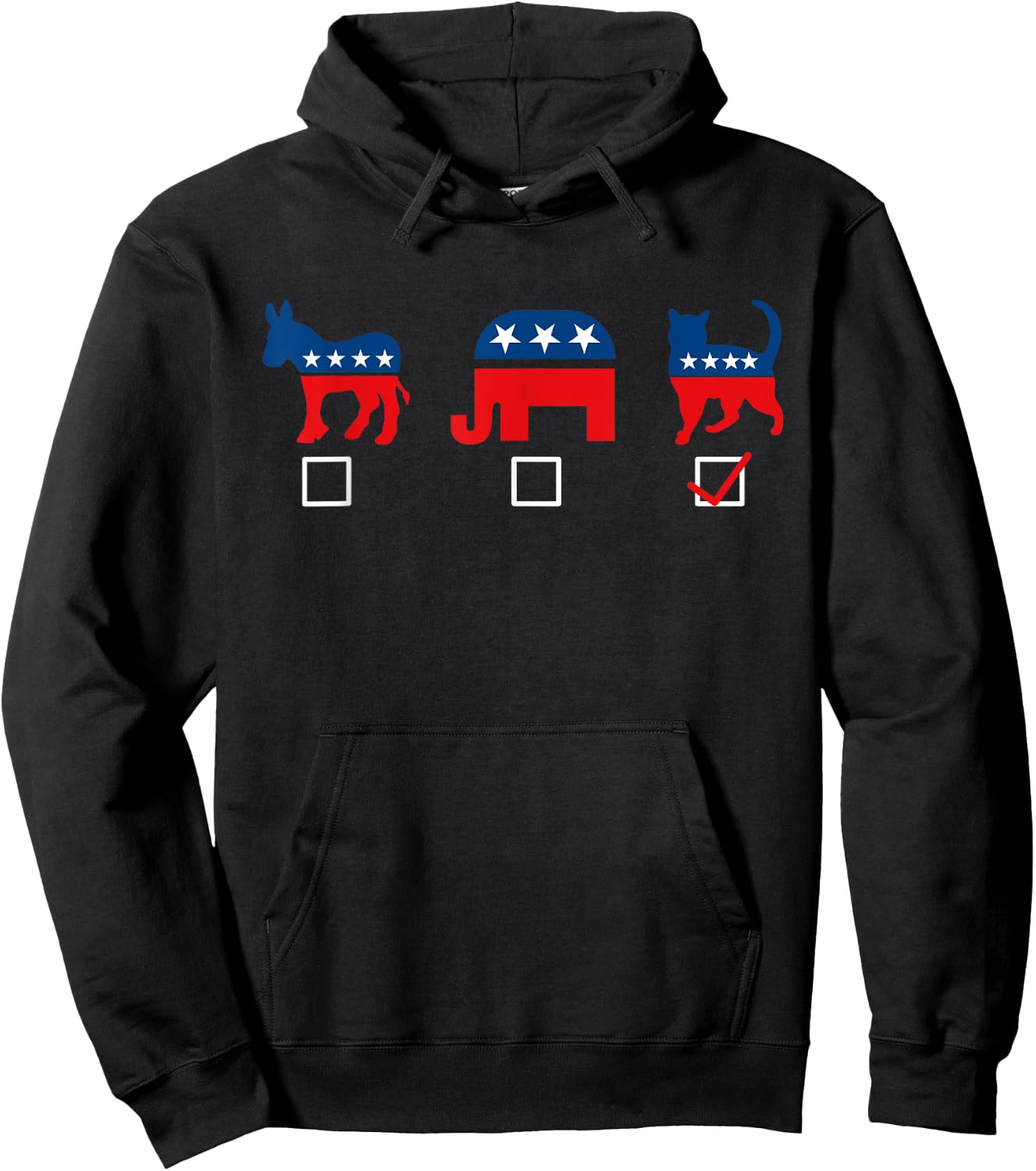 Donkey Elephant Cat Lady Vote For Cat Funny Voting Joke Hoodie - Hoodie | Black