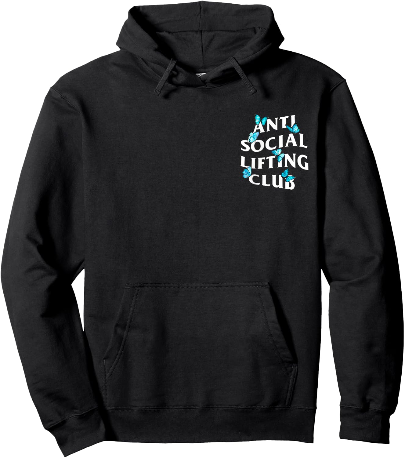 Anti social lifting club with butterflies Hoodie - Hoodie | Black