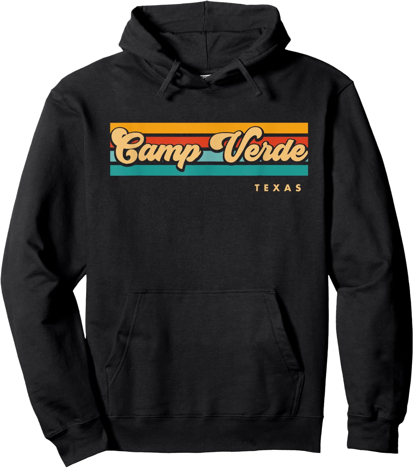 Vintage Sunset Stripes Camp Verde, Texas Hoodie - Hoodie | Black