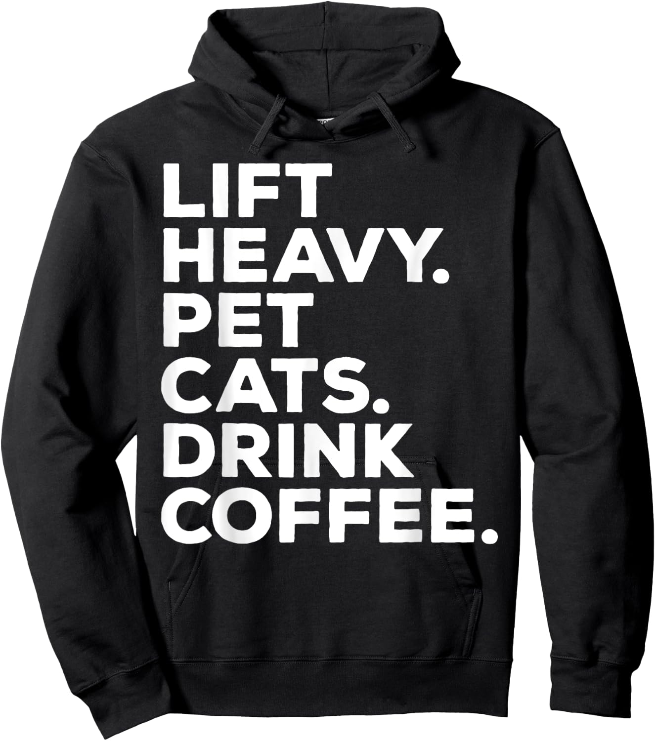 Lift Heavy Pet Cats Drink Coffee Gym Workout Weight Lifter Hoodie - Hoodie | Black