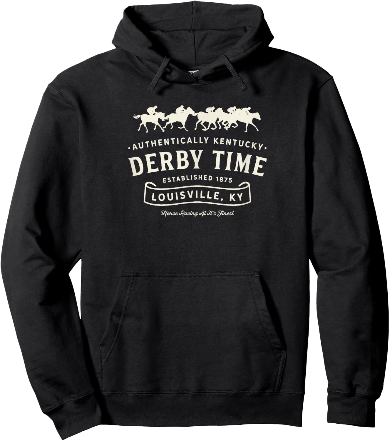 Derby Kentucky horse racing Vintage Graphic , , Black, Small, Short Sleeve, Classic Fit, Cotton Polyester Blend, Derby-themed Hoodie - Hoodie | Black