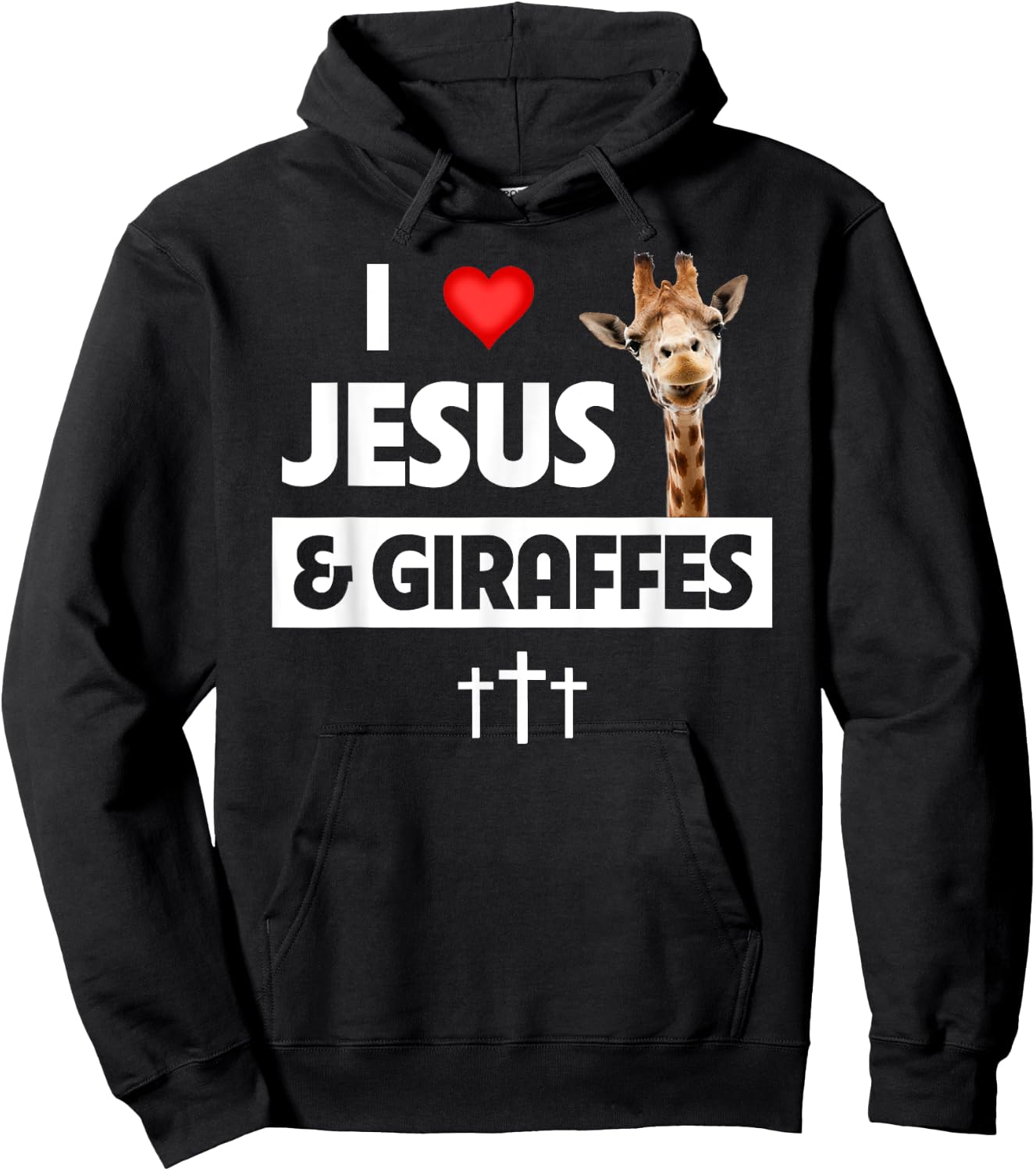 I Love Jesus and Giraffes Christian Cross Safari Animals Zoo Hoodie - Hoodie | Black