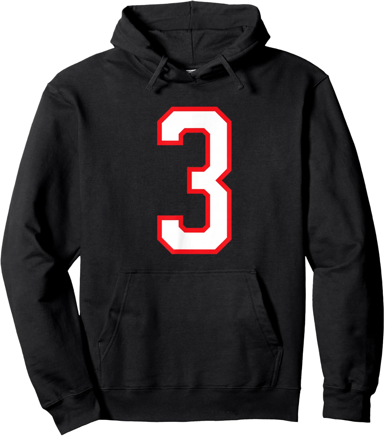 White Red Sports Team Number #3 Hoodie - Hoodie | Black