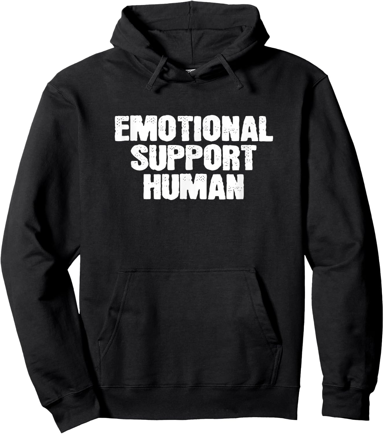 Emotional Support Person Kindness -Adults Black Cotton 65% Polyester 35% Short Sleeve Collarless Regular Fit Hoodie - Hoodie | Black