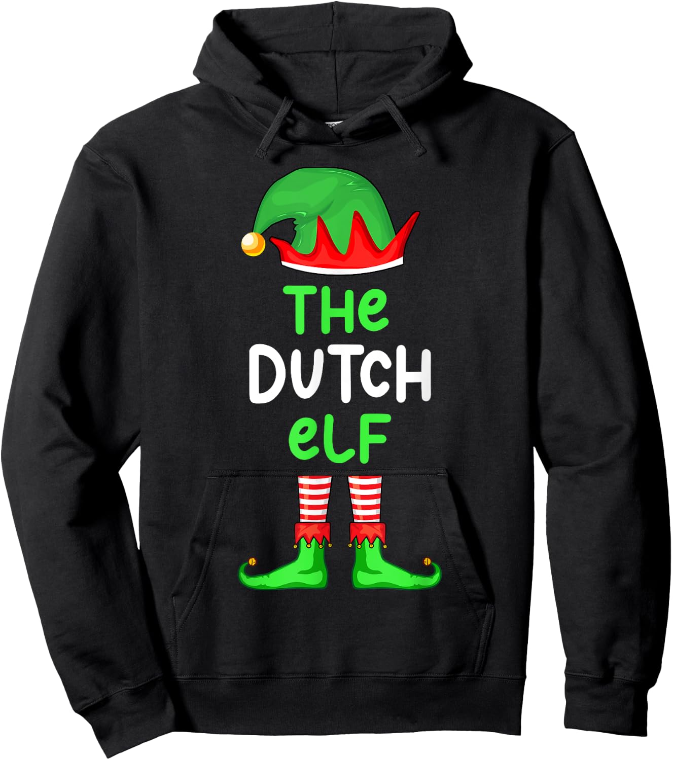 I'm The Dutch Elf Netherlands Christmas Funny Pajama Hoodie - Hoodie | Black
