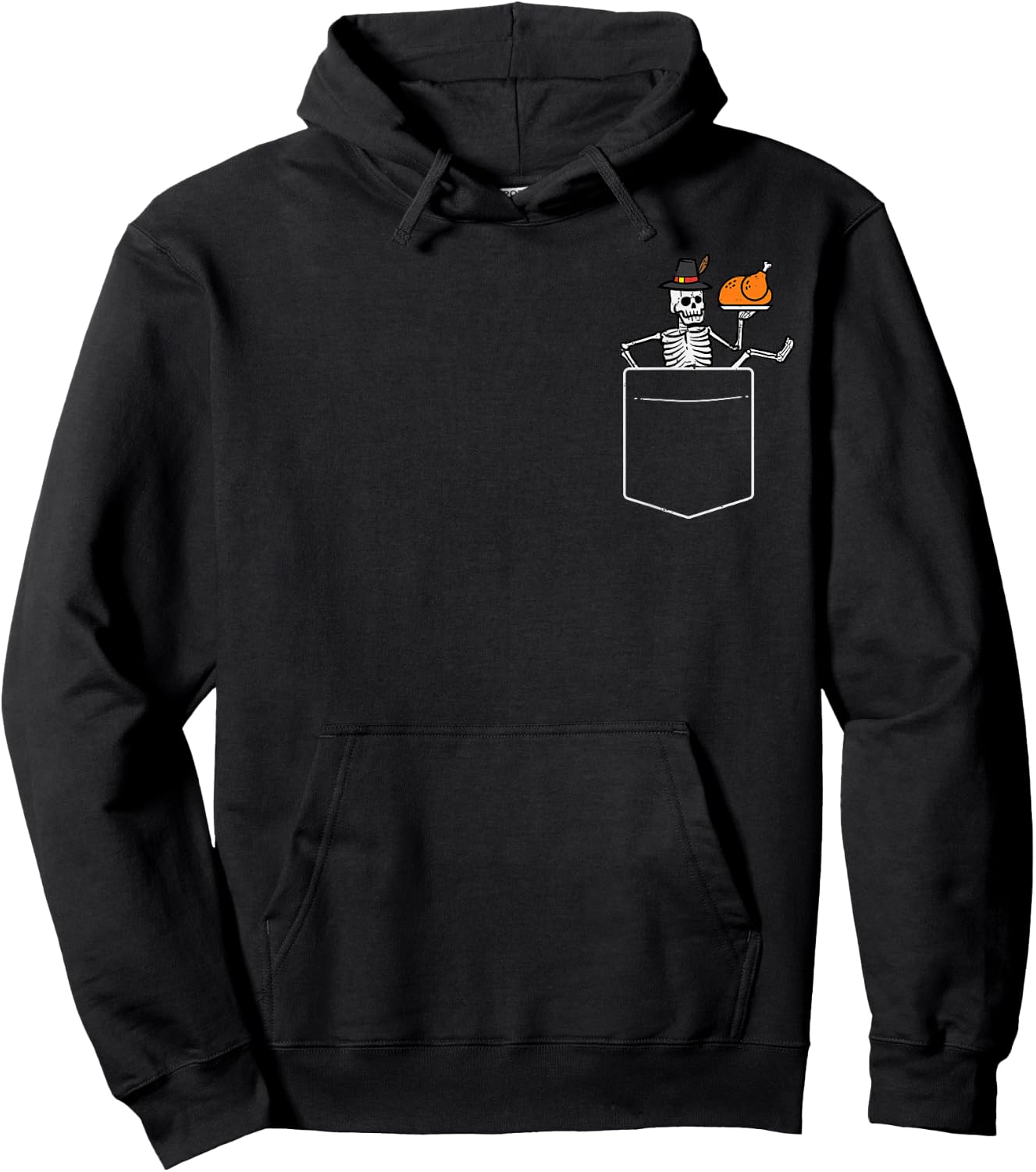 Thanksgiving Skeleton Pocket Turkey Day Fall Men Women Kids Hoodie - Hoodie | Black