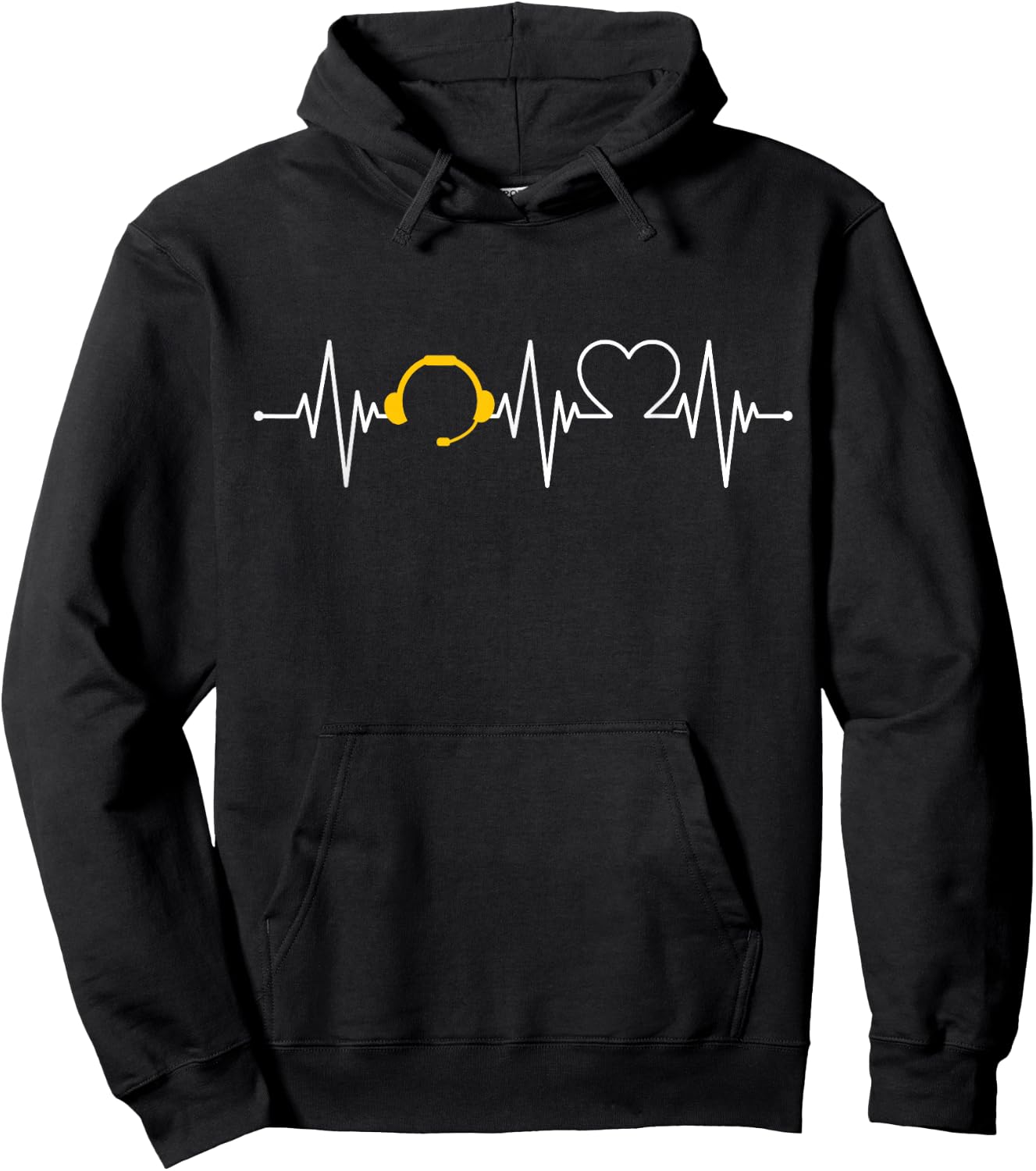 911 Dispatcher Thin Gold Yellow Line Heartbeat Hoodie - Hoodie | Black