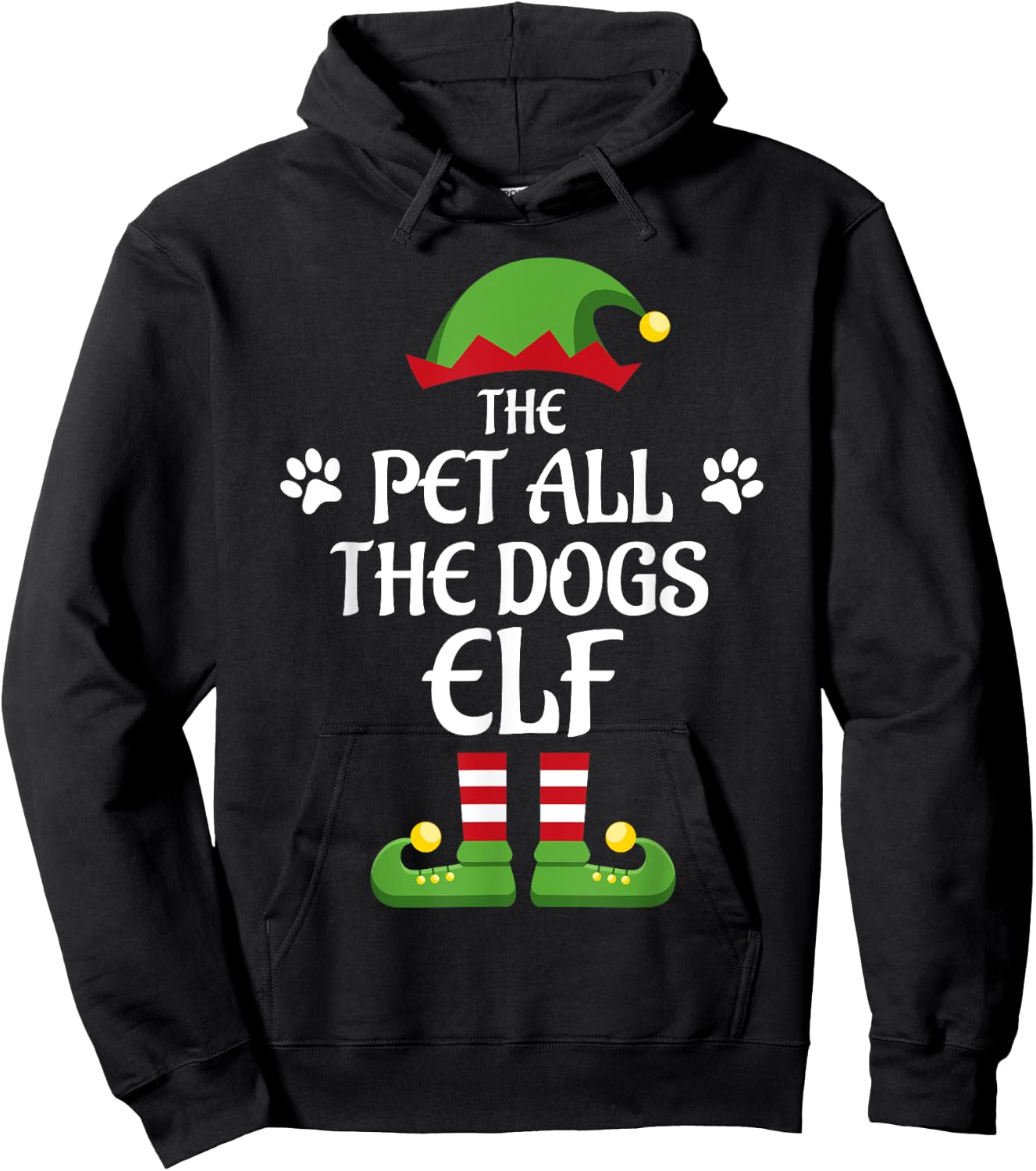 Pet All The Dogs Elf Family Matching Group Christmas Hoodie - Hoodie | Black