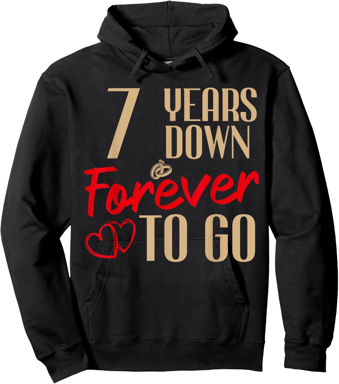 7th Wedding Anniversary Couples Married 7 Years Funny Hoodie - Hoodie | Black