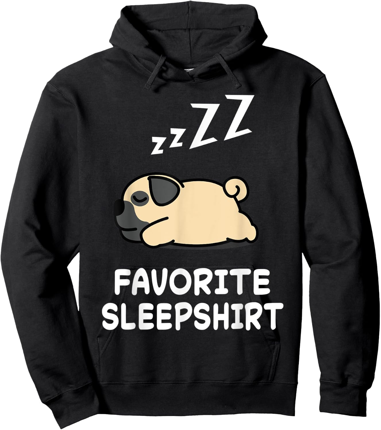 Dog Pug Dogs Nap Sleeping Sleep Pajama Pajamas Nightgown Hoodie - Hoodie | Black