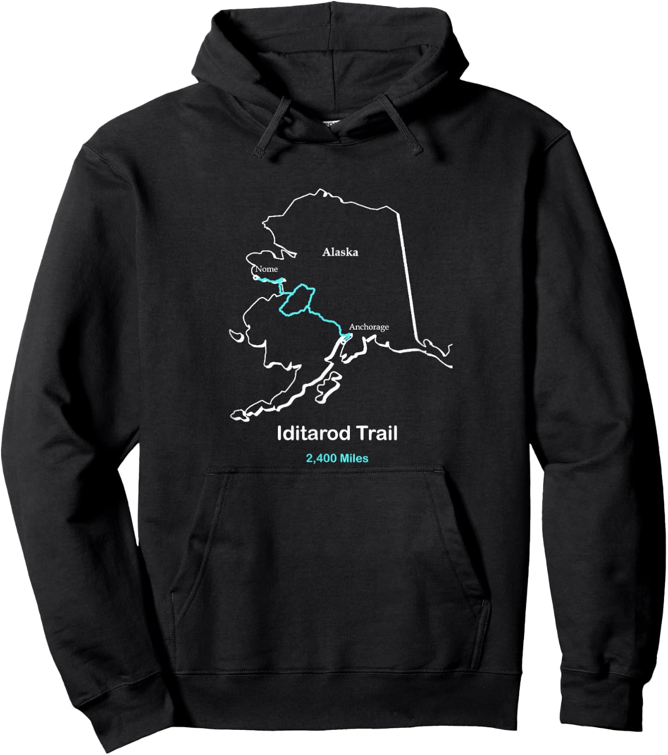 Iditarod National Historic Trail Route Map Hoodie - Hoodie | Black