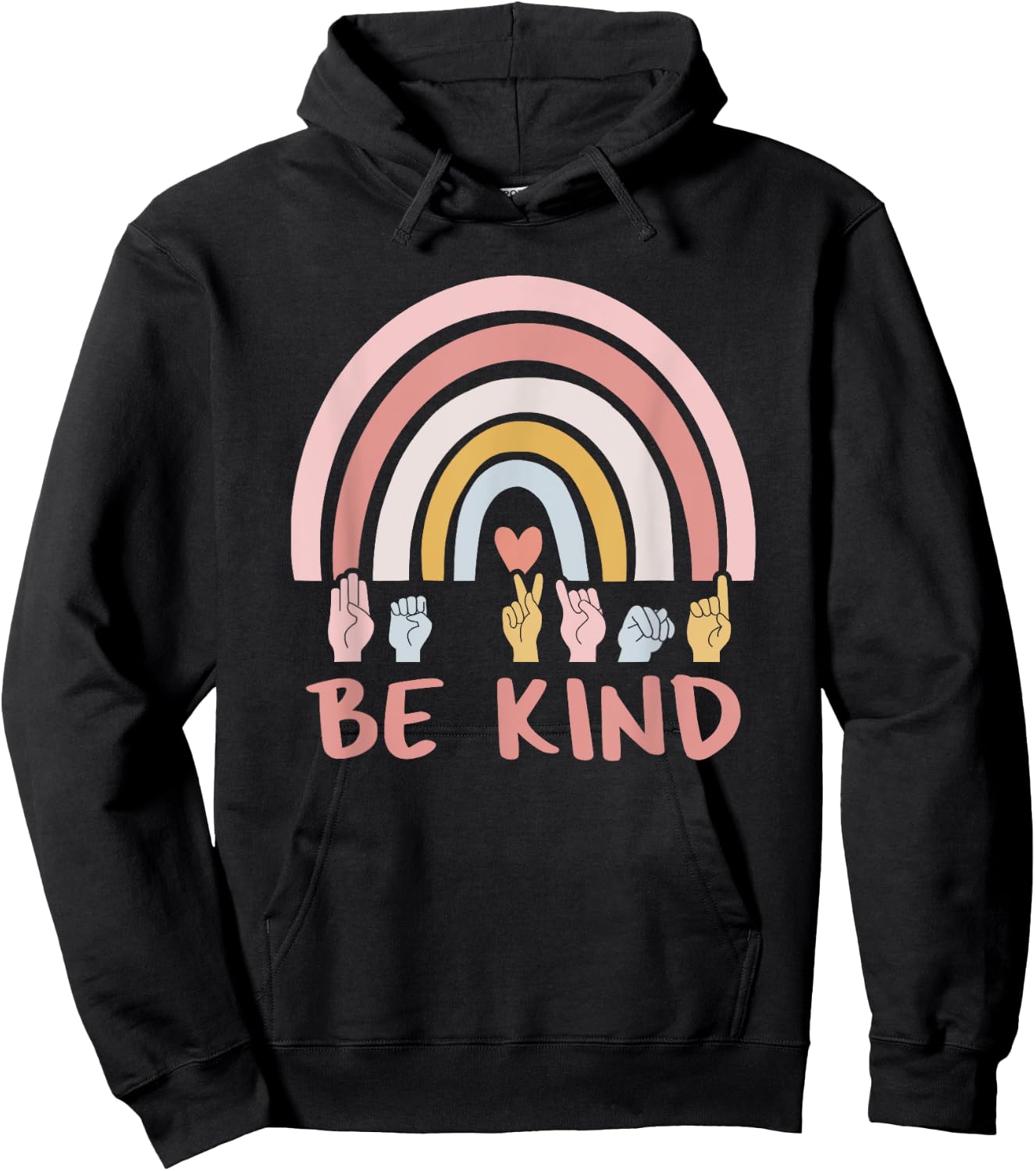 Be Kind ASL Sign Language Deaf SPED Teacher Kids Men Women Hoodie - Hoodie | Black