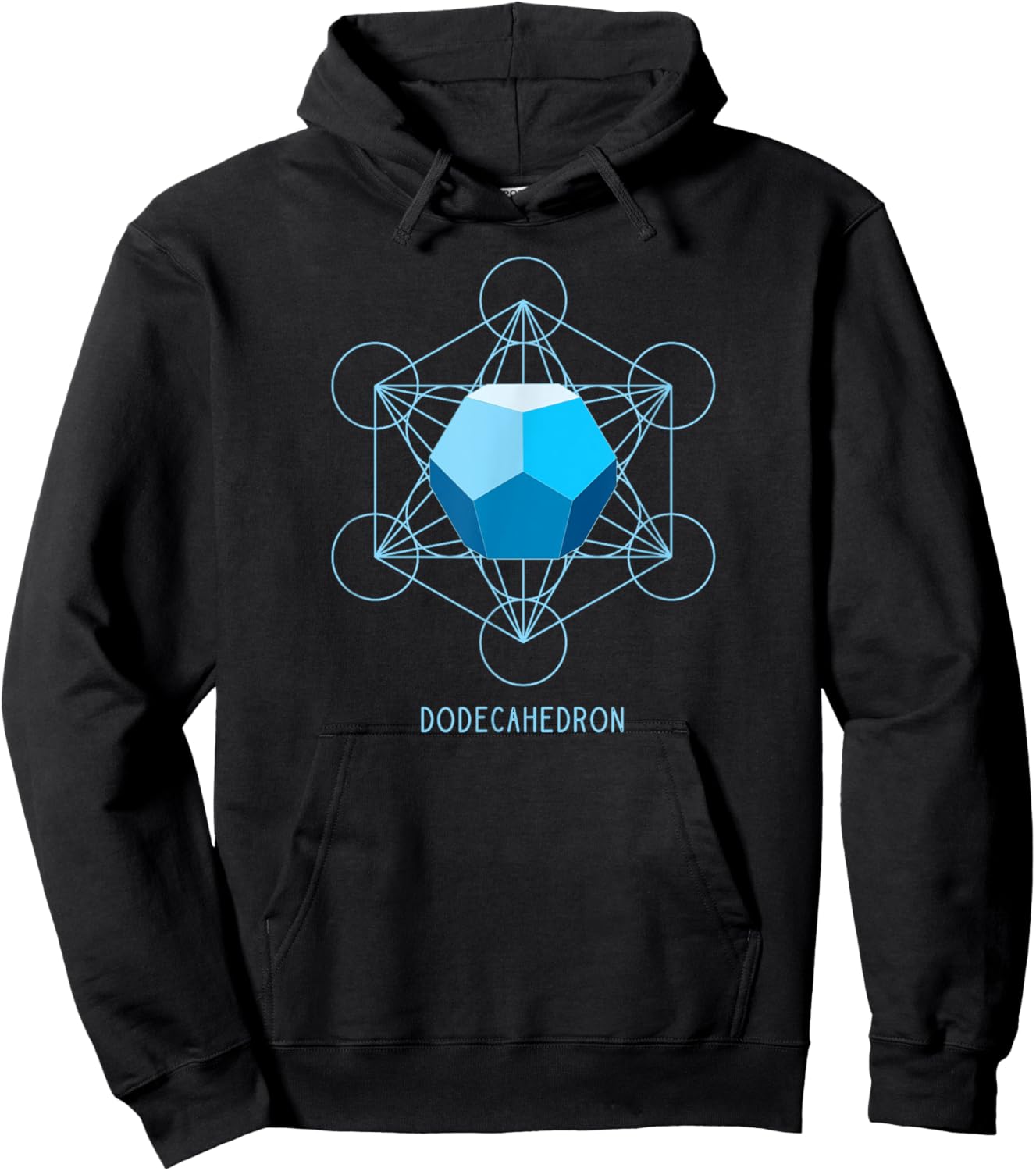 Dodecahedron Platonic Solid Shades of Blue Geometric Form Hoodie - Hoodie | Black