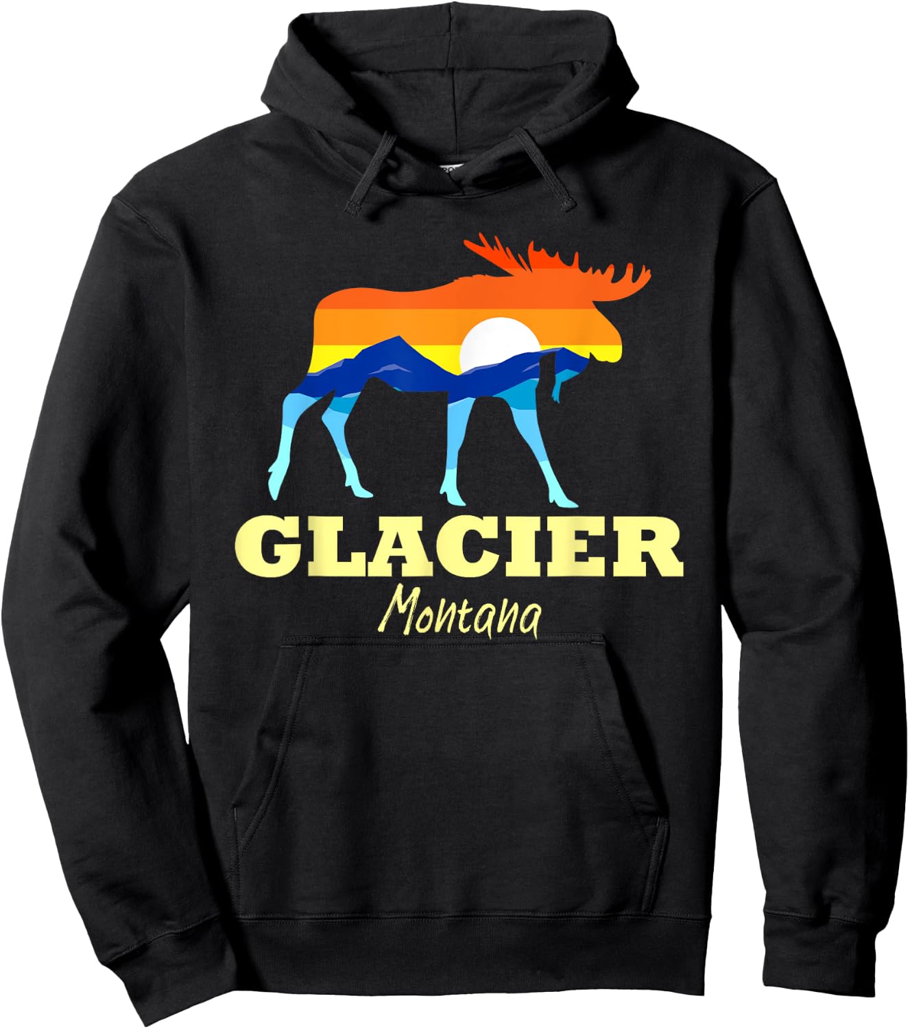 Glacier National Park Moose Glacier Montana Glacier Hoodie - Hoodie | Black