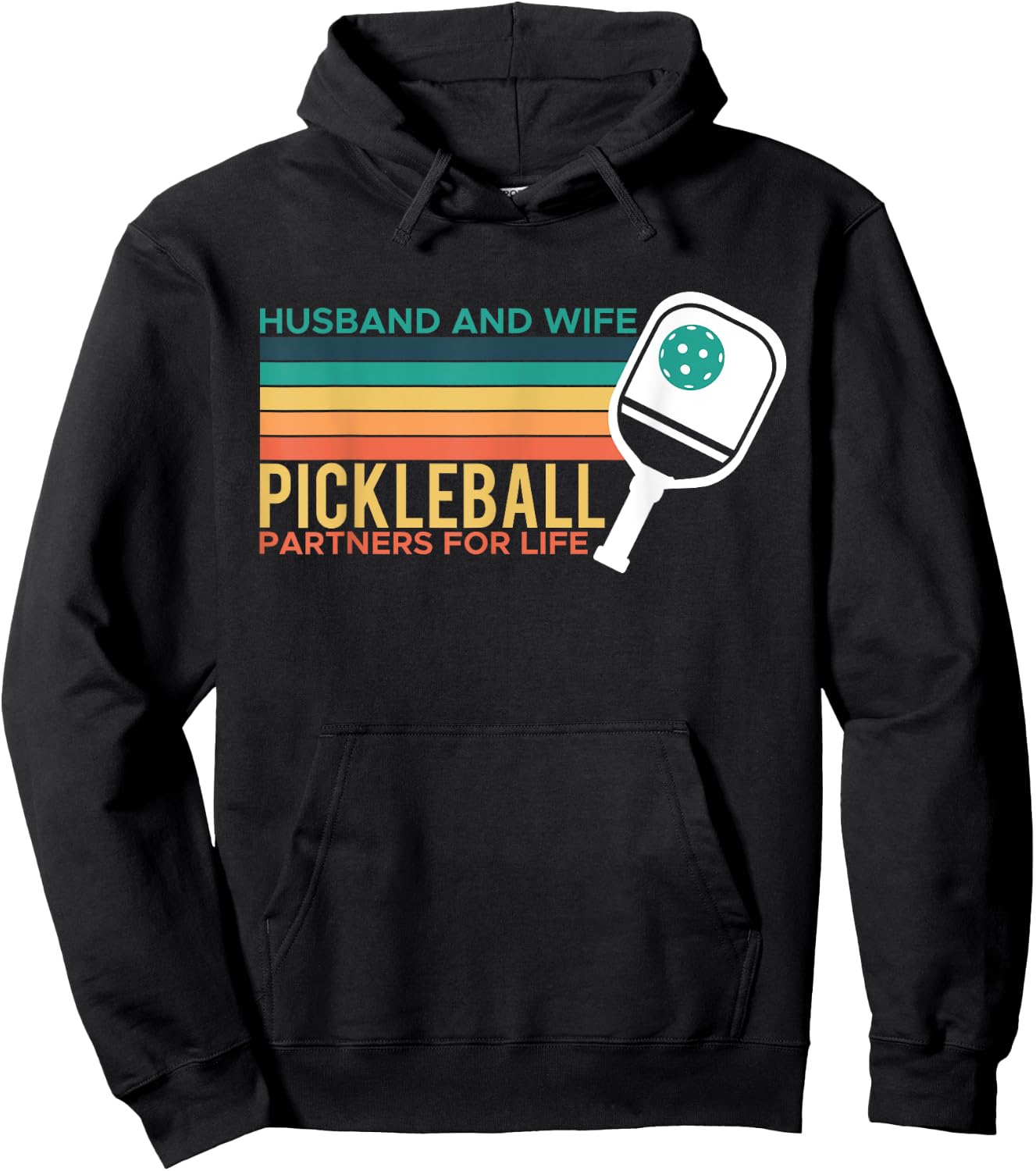 Husband And Wife Pickleball Partners For Life Hoodie - Hoodie | Black
