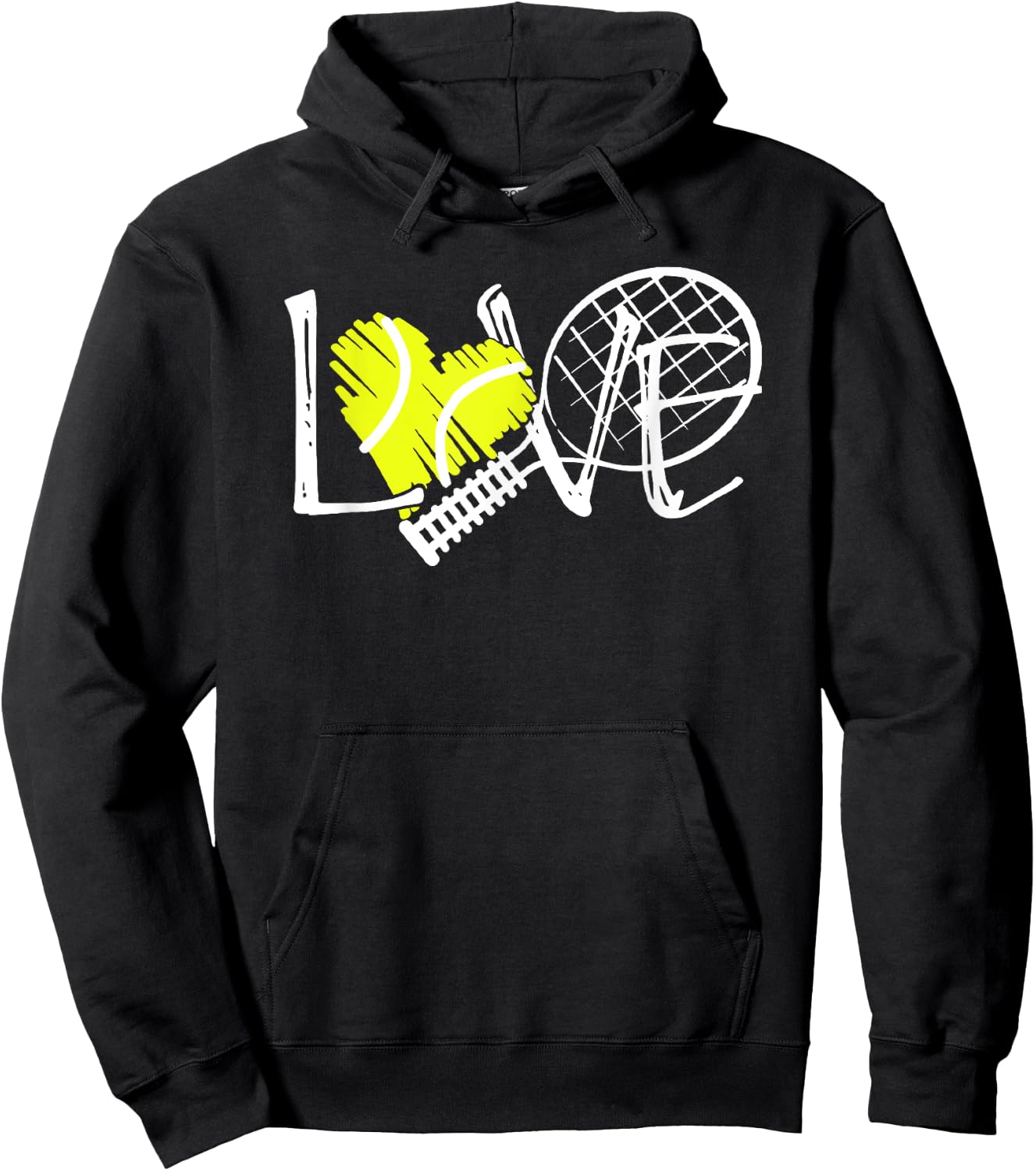 Women's Tennis Love Print Hoodie - Hoodie | Black