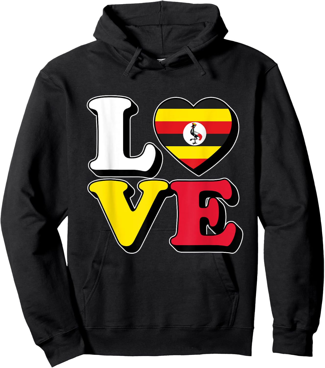 I Love Uganda Travel Souvenir Vacation Trip Ugandan Pride Hoodie - Hoodie | Black
