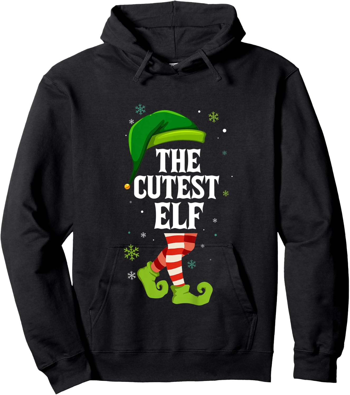 Kids Cutest Elf Matching Family Group Christmas Hoodie - Hoodie | Black