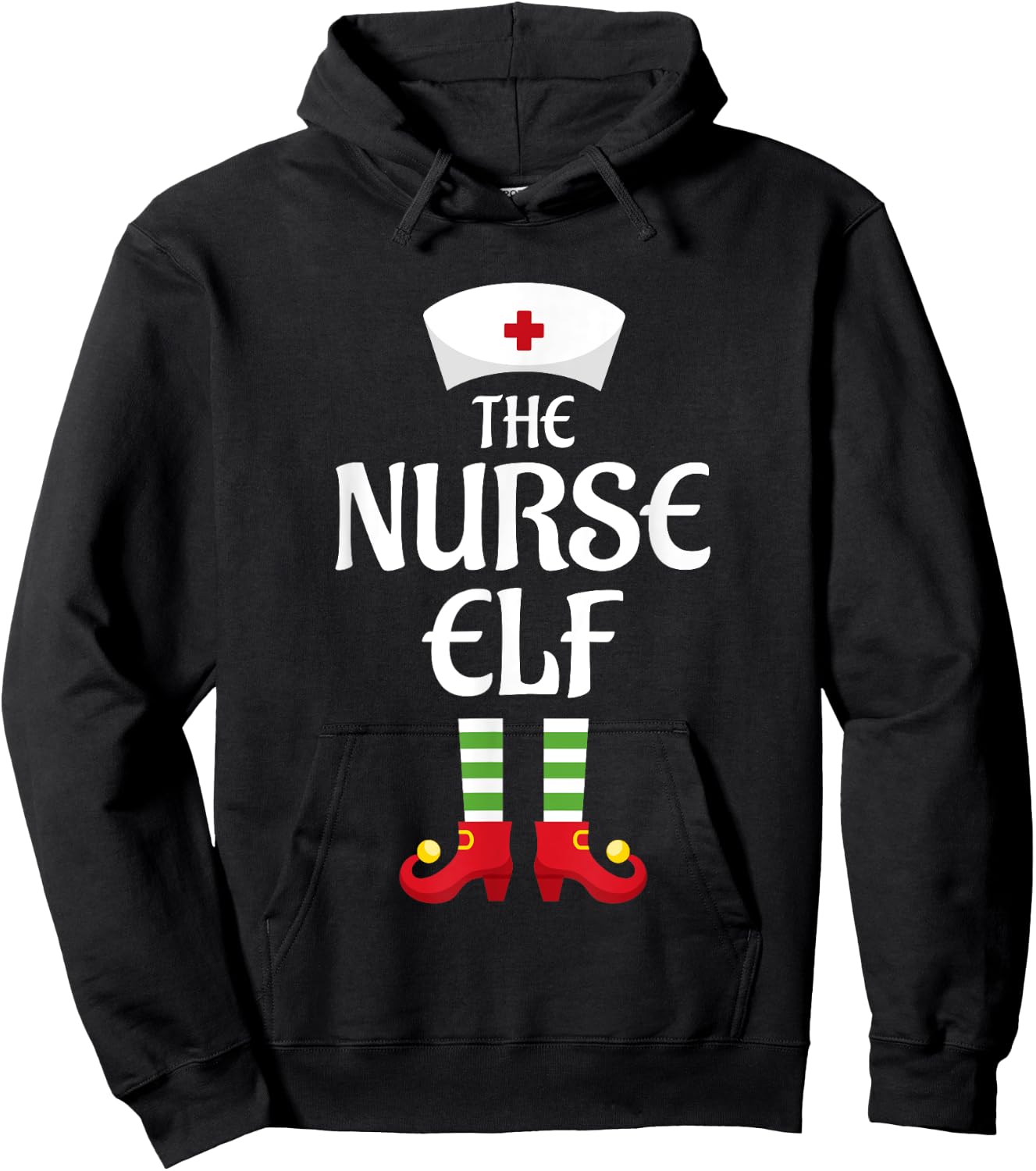 Nurse Elf Family Matching Group Christmas Hoodie - Hoodie | Black