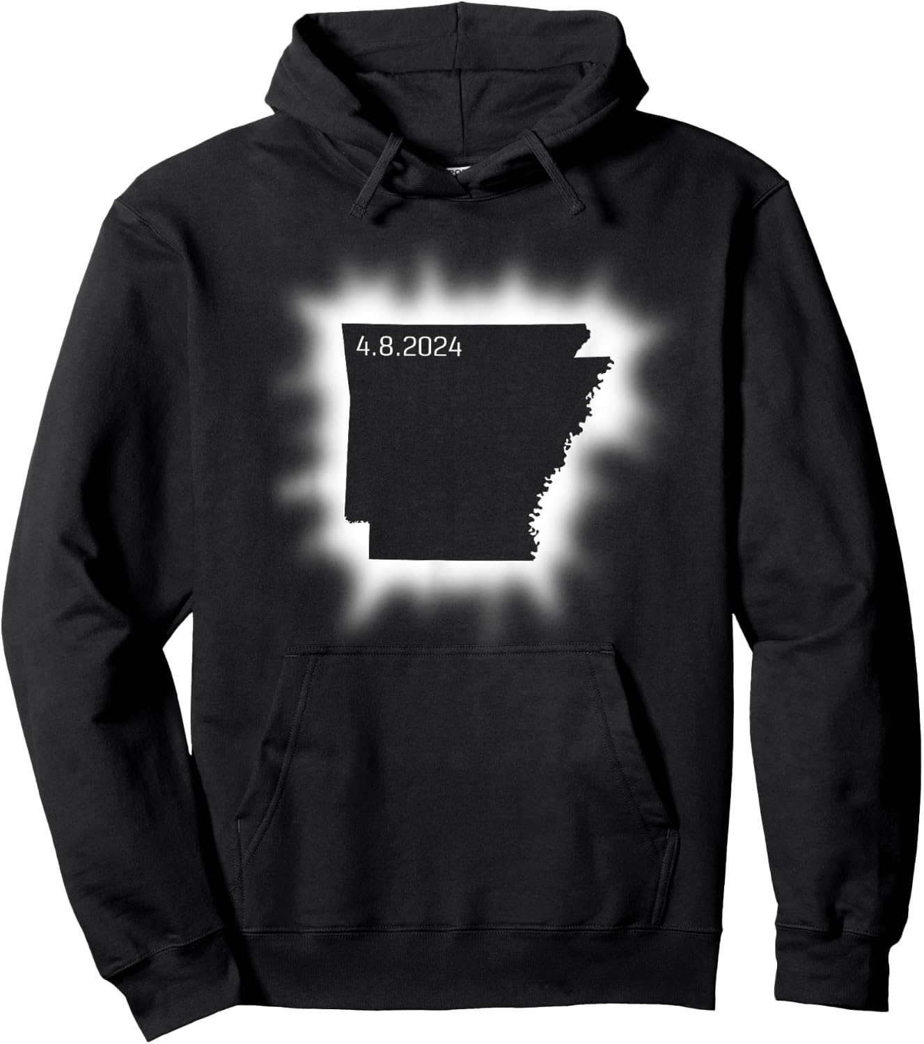 Arkansas Solar Eclipse April 8, 2024 State Outline Total Hoodie - Hoodie | Black