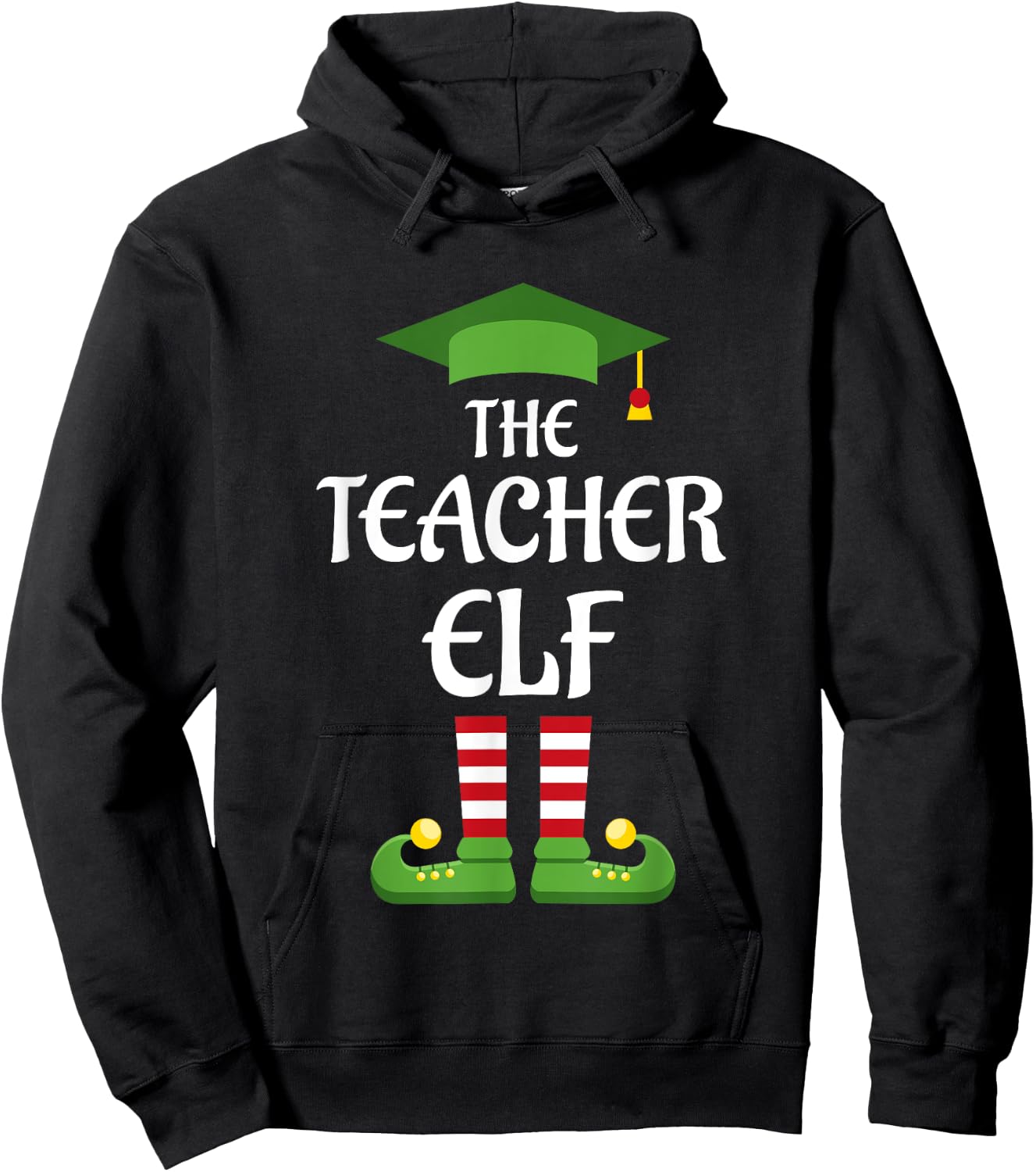 Teacher Elf Family Matching Group Christmas Women Hoodie - Hoodie | Black