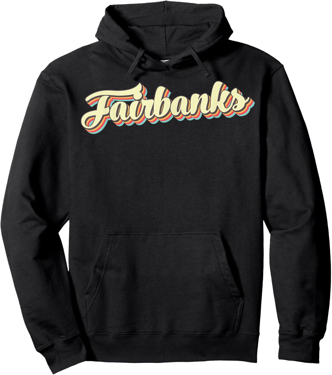 Fairbanks Retro Art Baseball Font Vintage Hoodie - Hoodie | Black