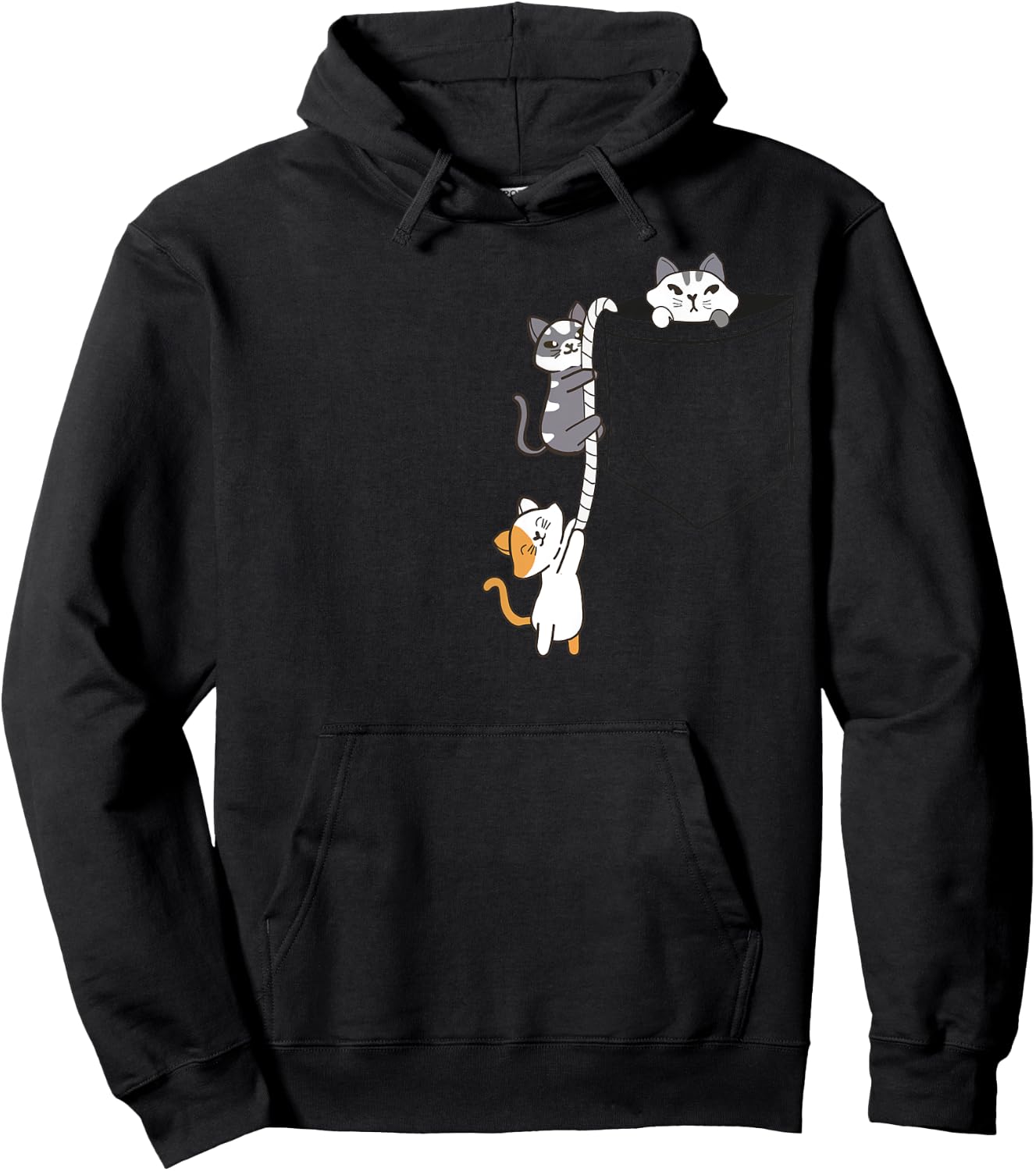 For Cat and Kitten Lovers Cute Kawaii Baby Cats In Pocket Men Women Girls Kids Hoodie - Hoodie | Black