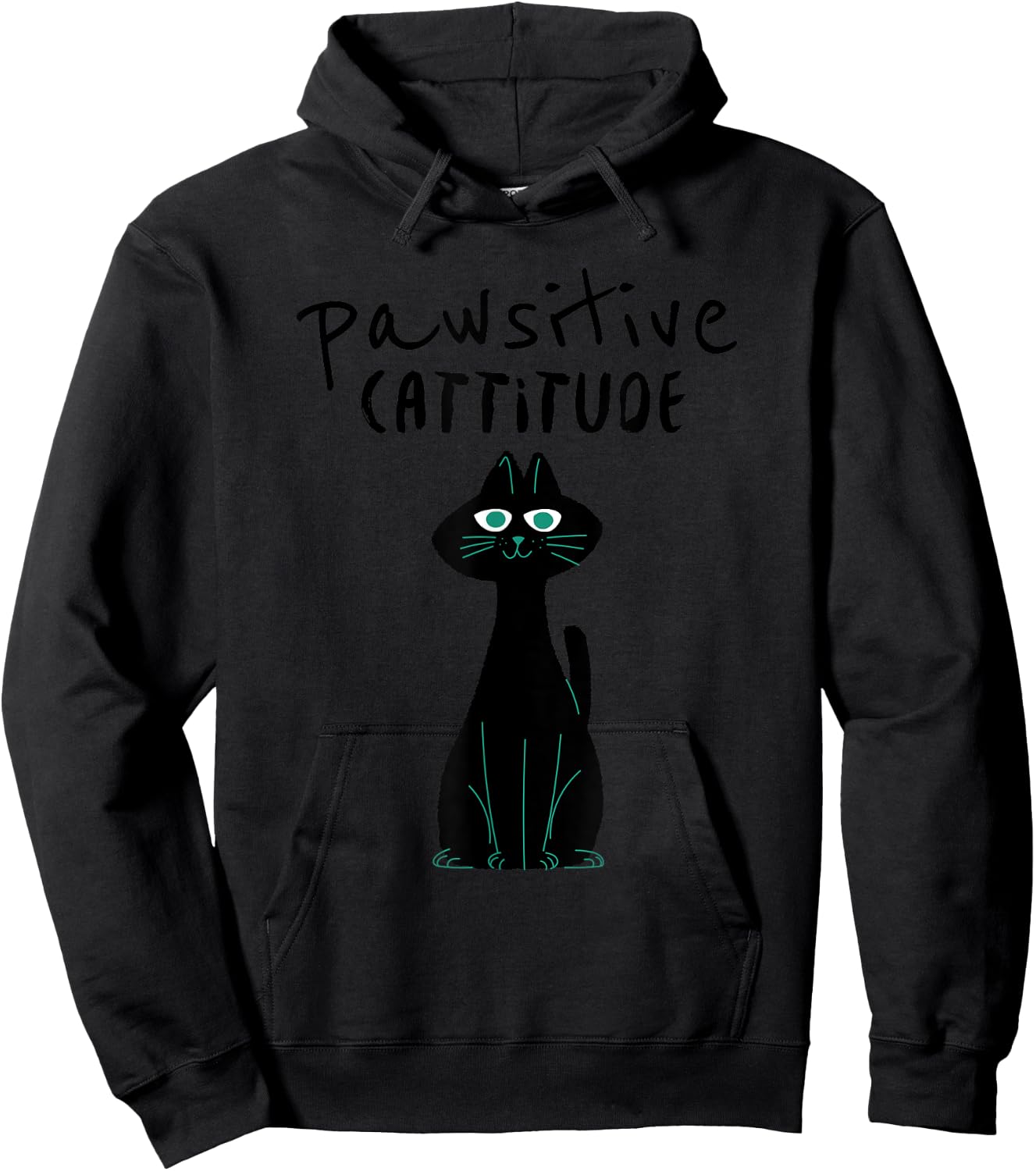 Cat Humor Pawsitive Cattitude Pun Positive Attitude Cute Women Hoodie - Hoodie | Black