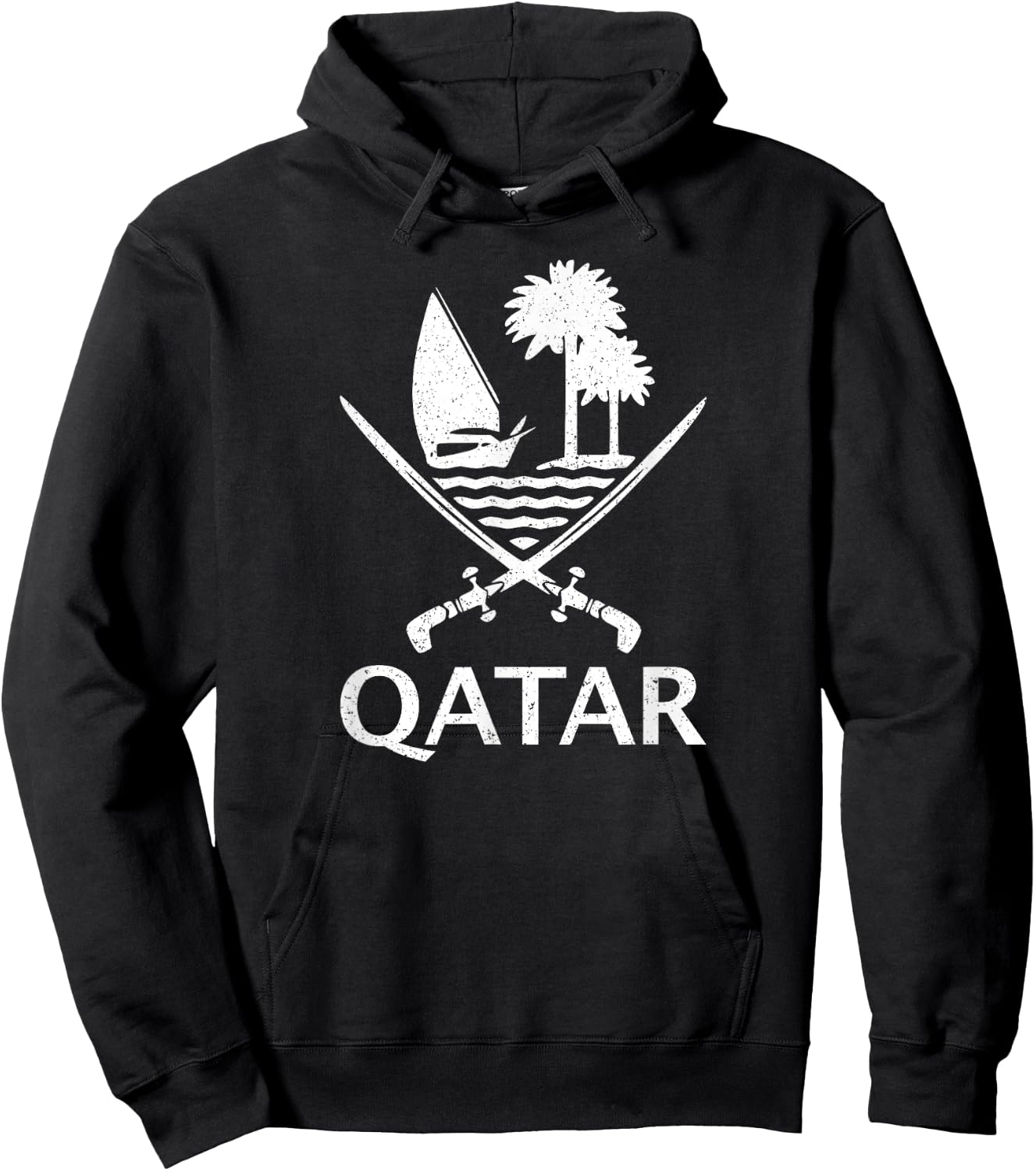 Qatar Flag Qatari Emblem Arms Hoodie - Hoodie | Black