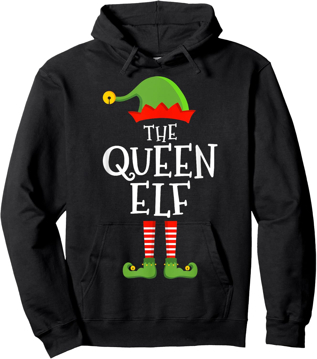 The queen elf funny christmas matching family pajama Hoodie - Hoodie | Black