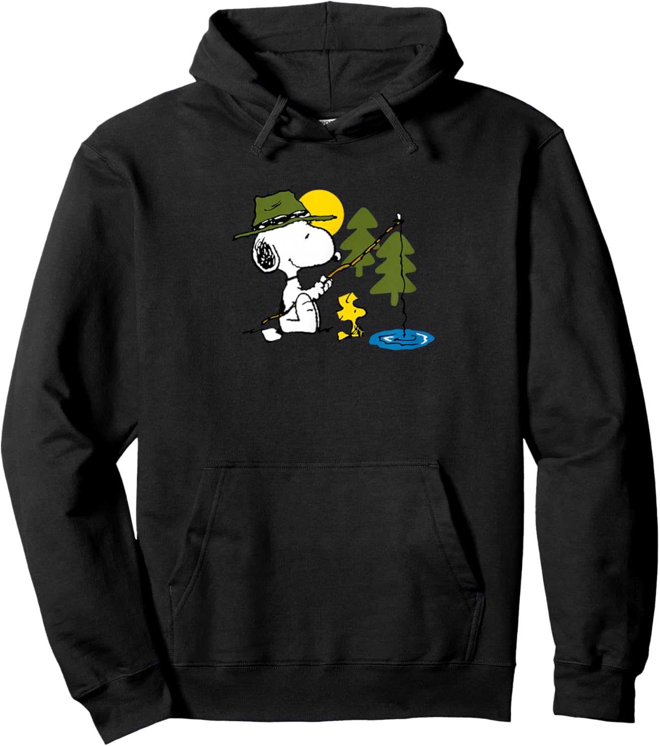 Peanuts - Snoopy Woodstock Fishing Hoodie - Hoodie | Black