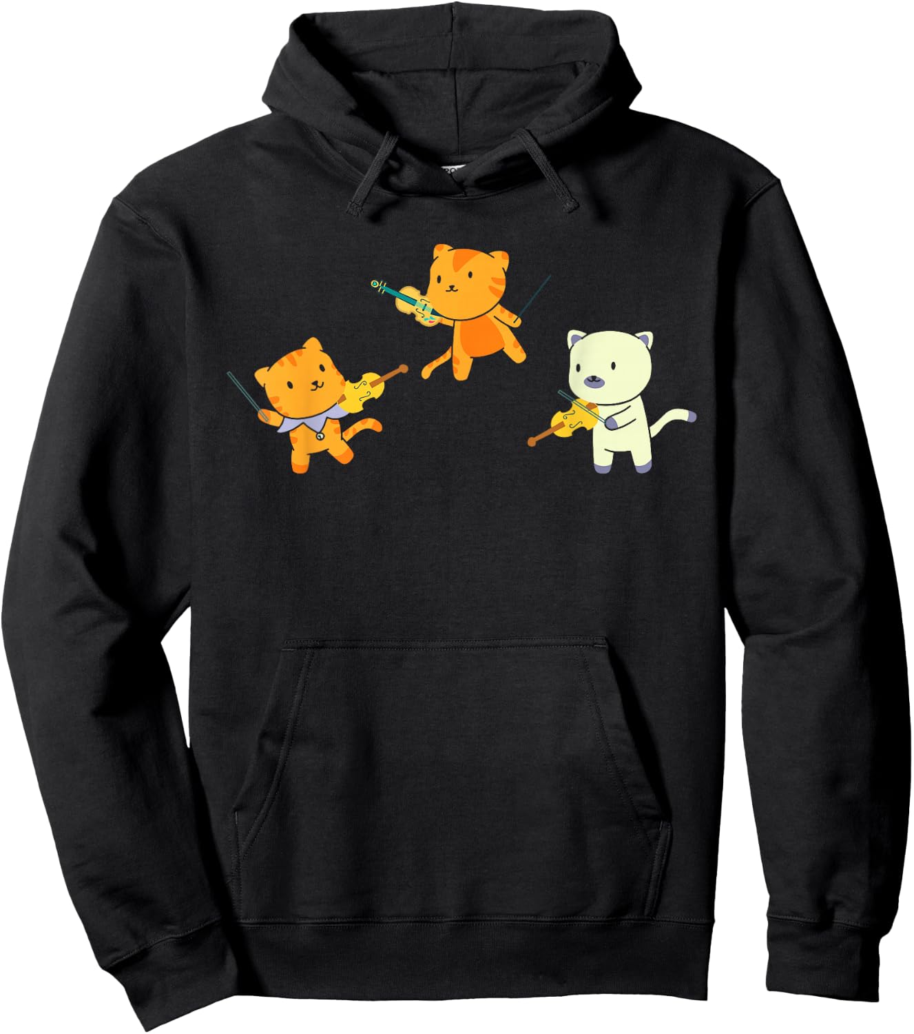 Cat Playing Violin Cello Cat Lover Violinist Cello Player Hoodie - Hoodie | Black