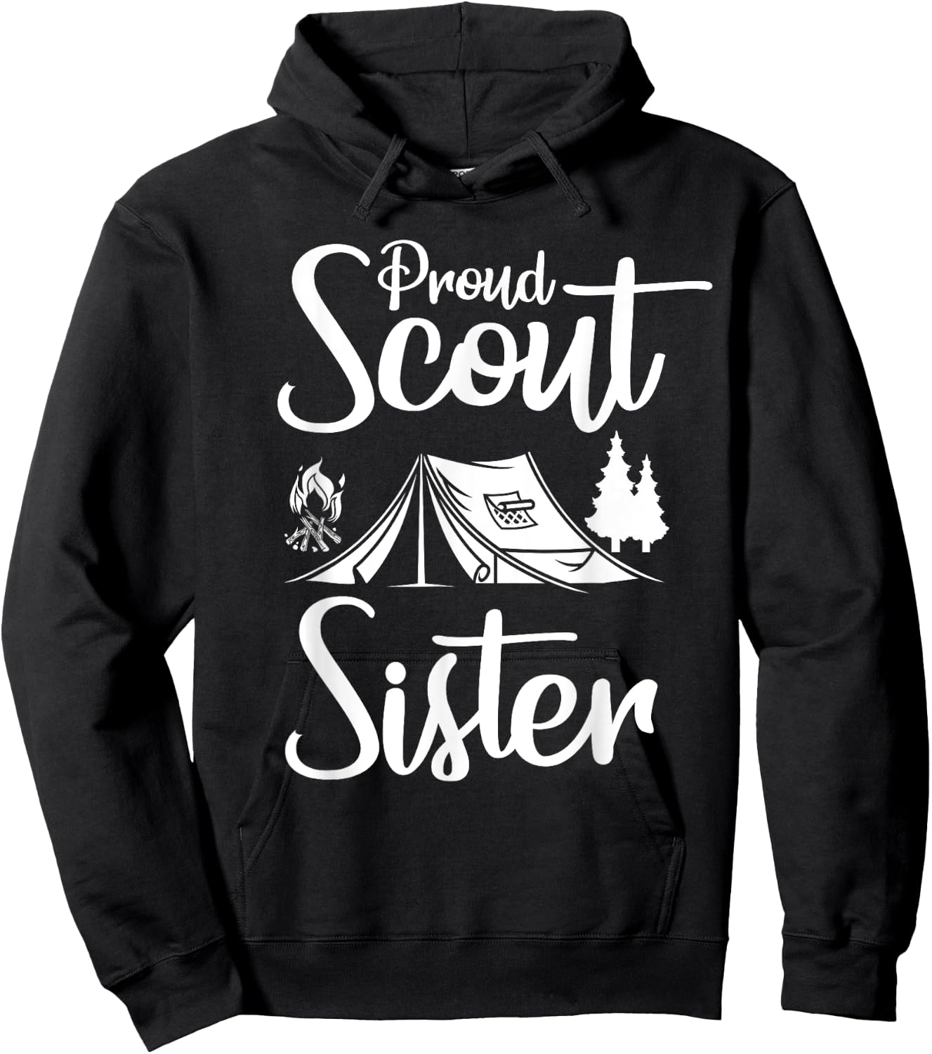 Proud Scout Sister Camping Scouting Tent Scout Sister Leader Hoodie - Hoodie | Black