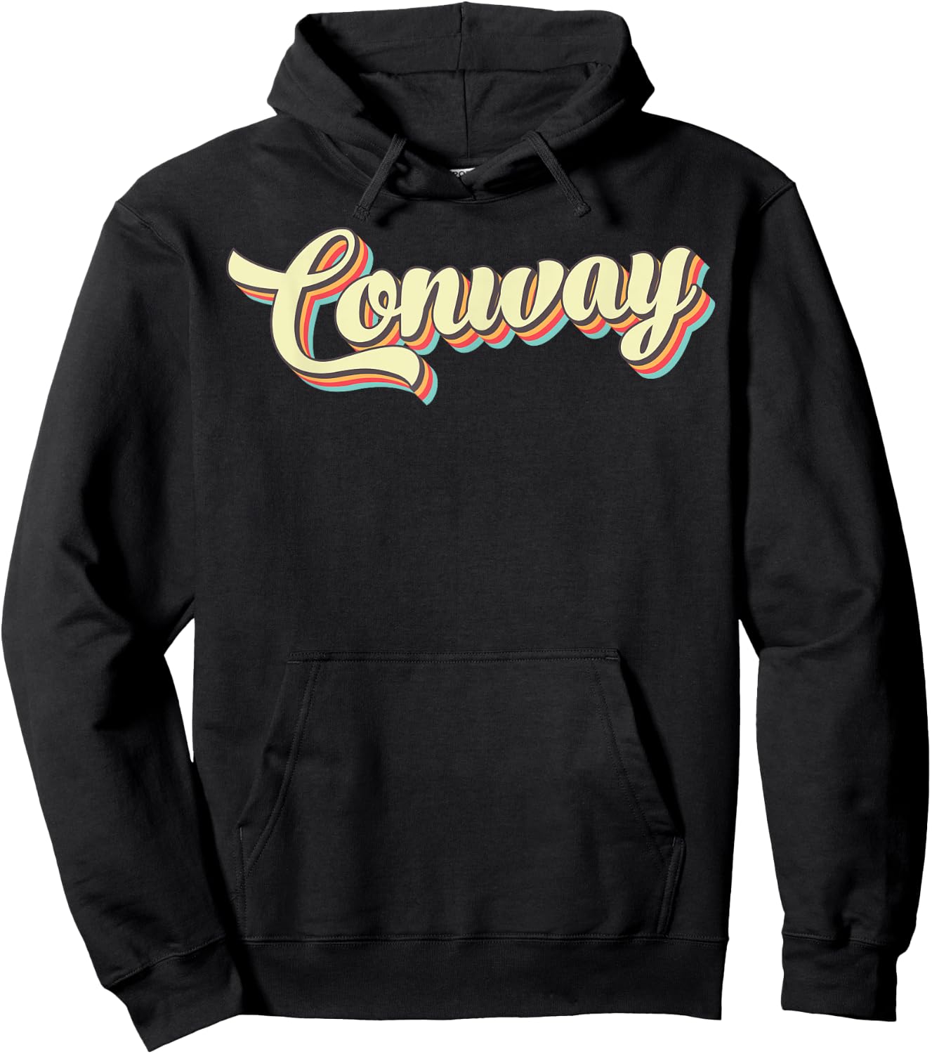 Conway Retro Art Baseball Font Vintage Hoodie - Hoodie | Black