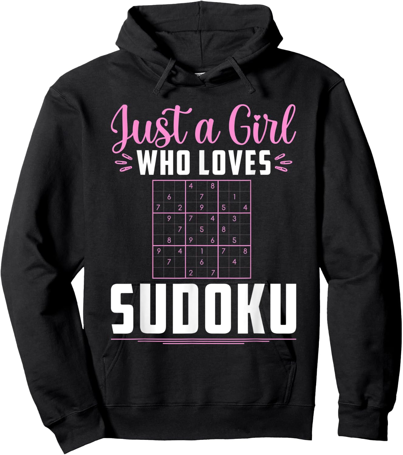 Girls Just A Girl Who Loves Sudoku Player Math Puzzle Hoodie - Hoodie | Black