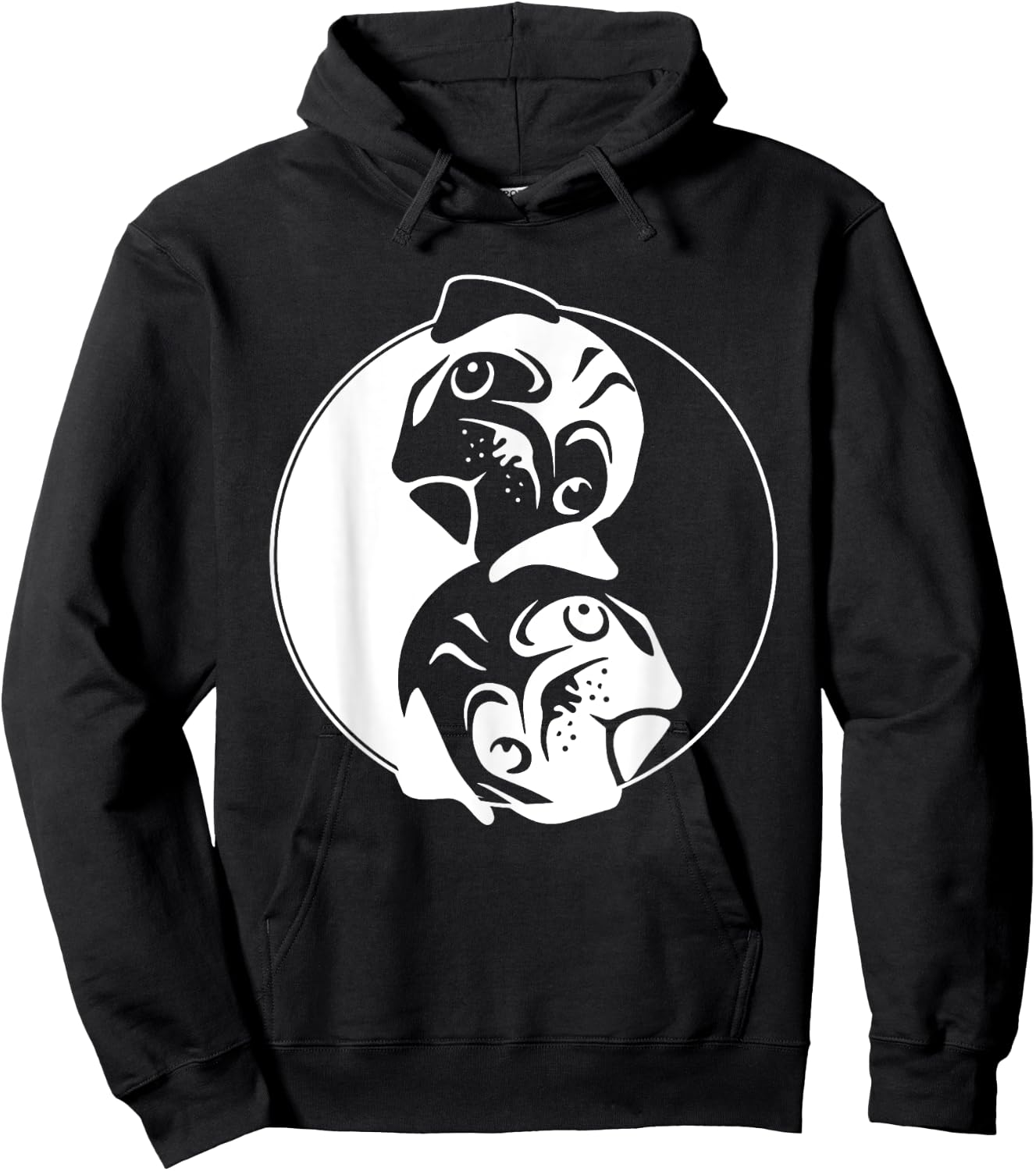 Pug Yin Yang Pugs Owner Dog Breed Animal Lover Pet Fans Men Women Hoodie - Hoodie | Black