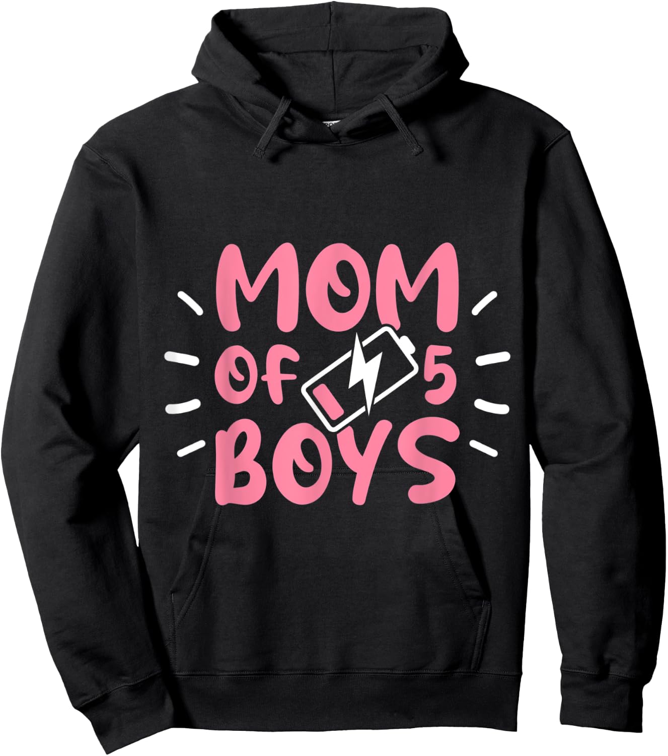Fun Mom of 5 Boys Moms with Five Sons Birthday Mothers Day Hoodie - Hoodie | Black